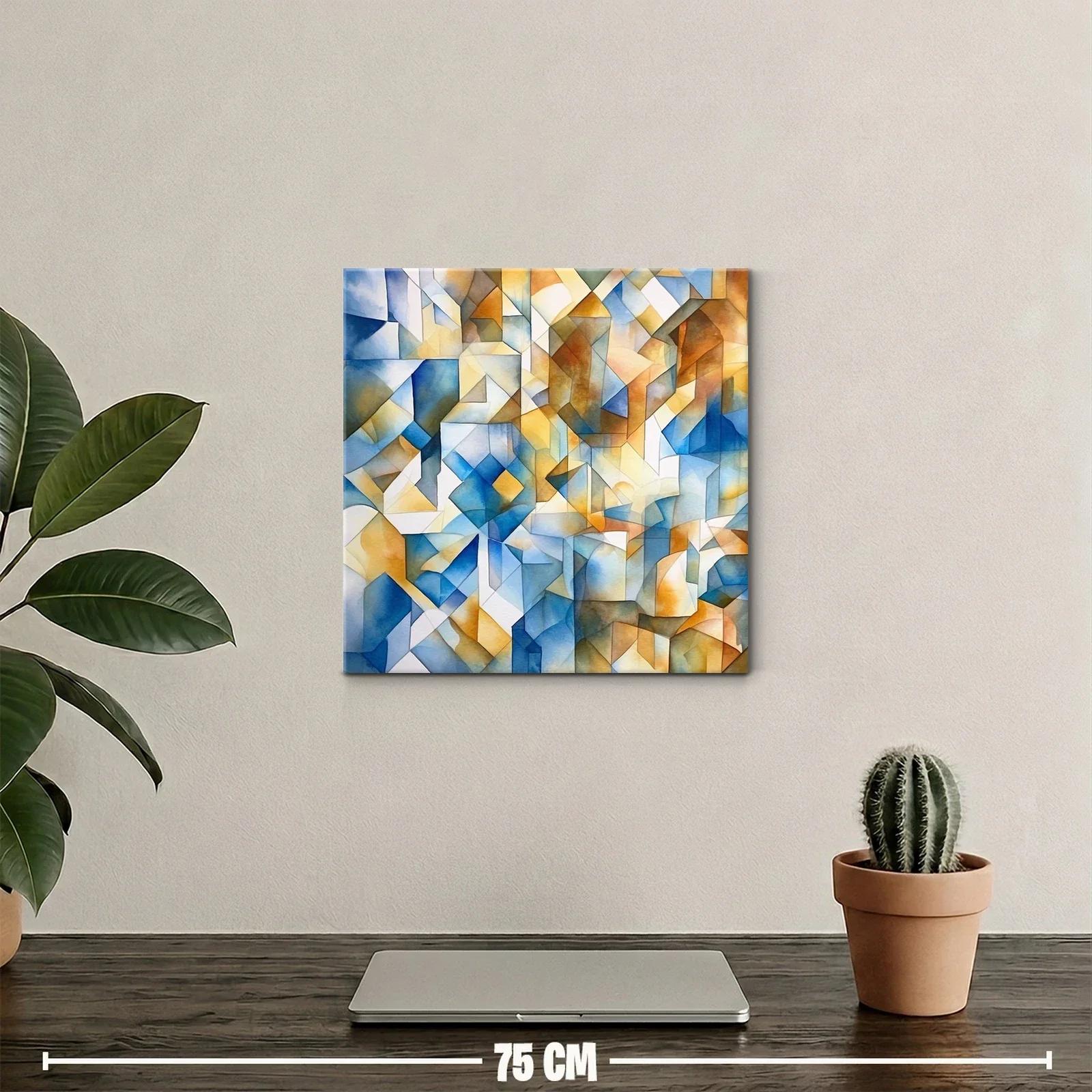 Composición abstracta con tonos azules y ocres cálidos — miniatura 2