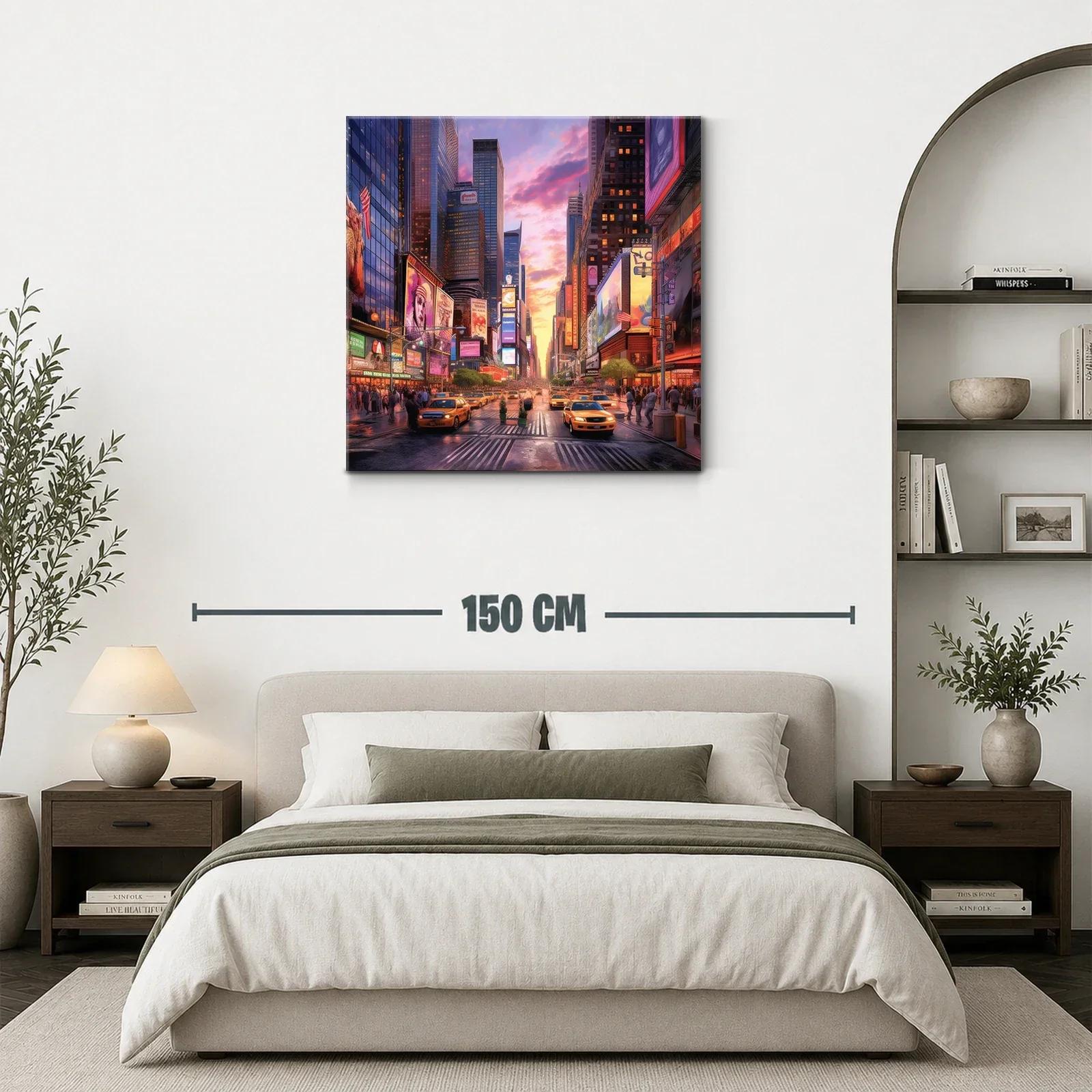 Atardecer vibrante en la ciudad con taxis amarillos — miniatura 3