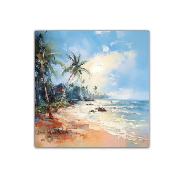 Paisaje costero con palmeras y mar azul brillante