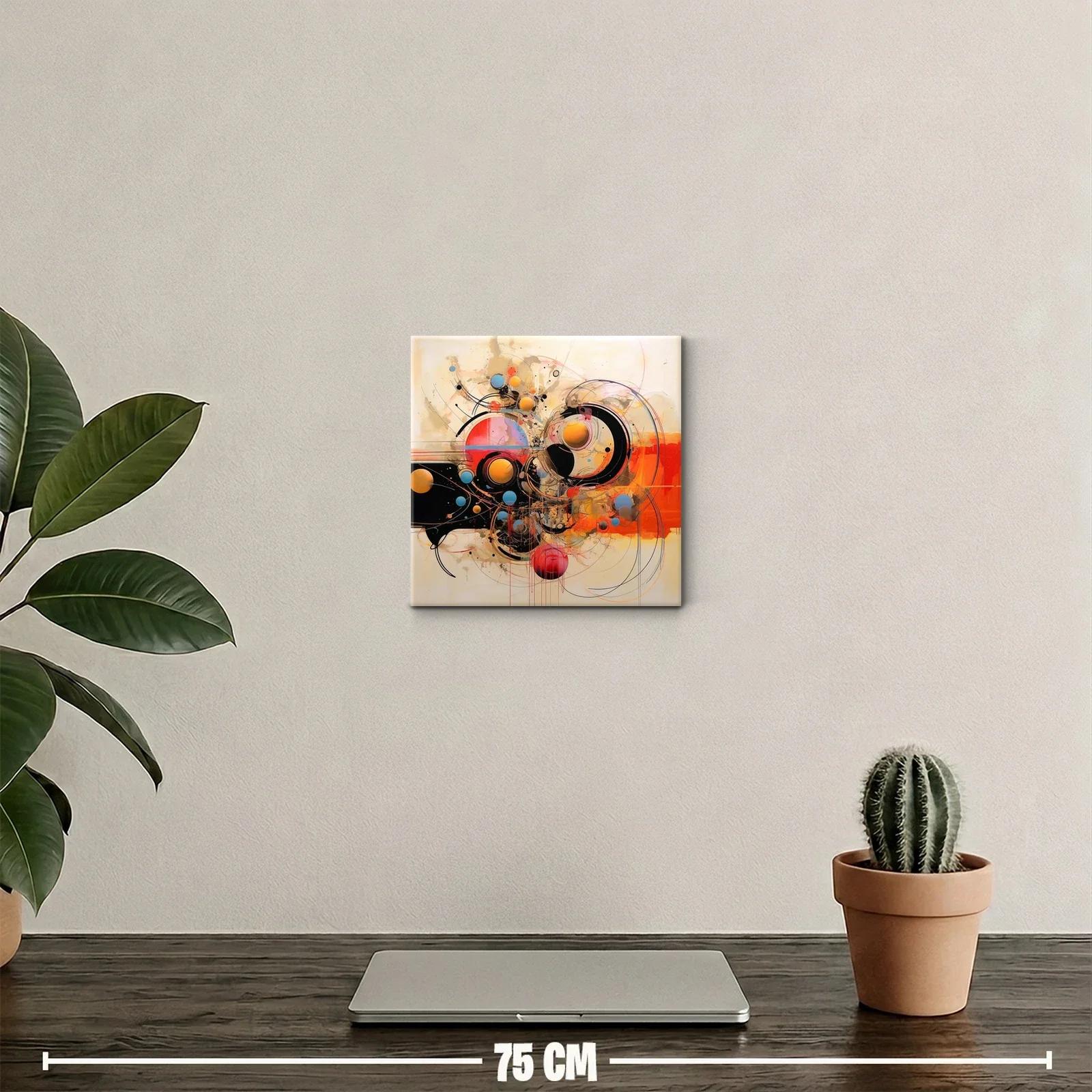 Cuadro abstracto con formas circulares y colores vibrantes — miniatura 2