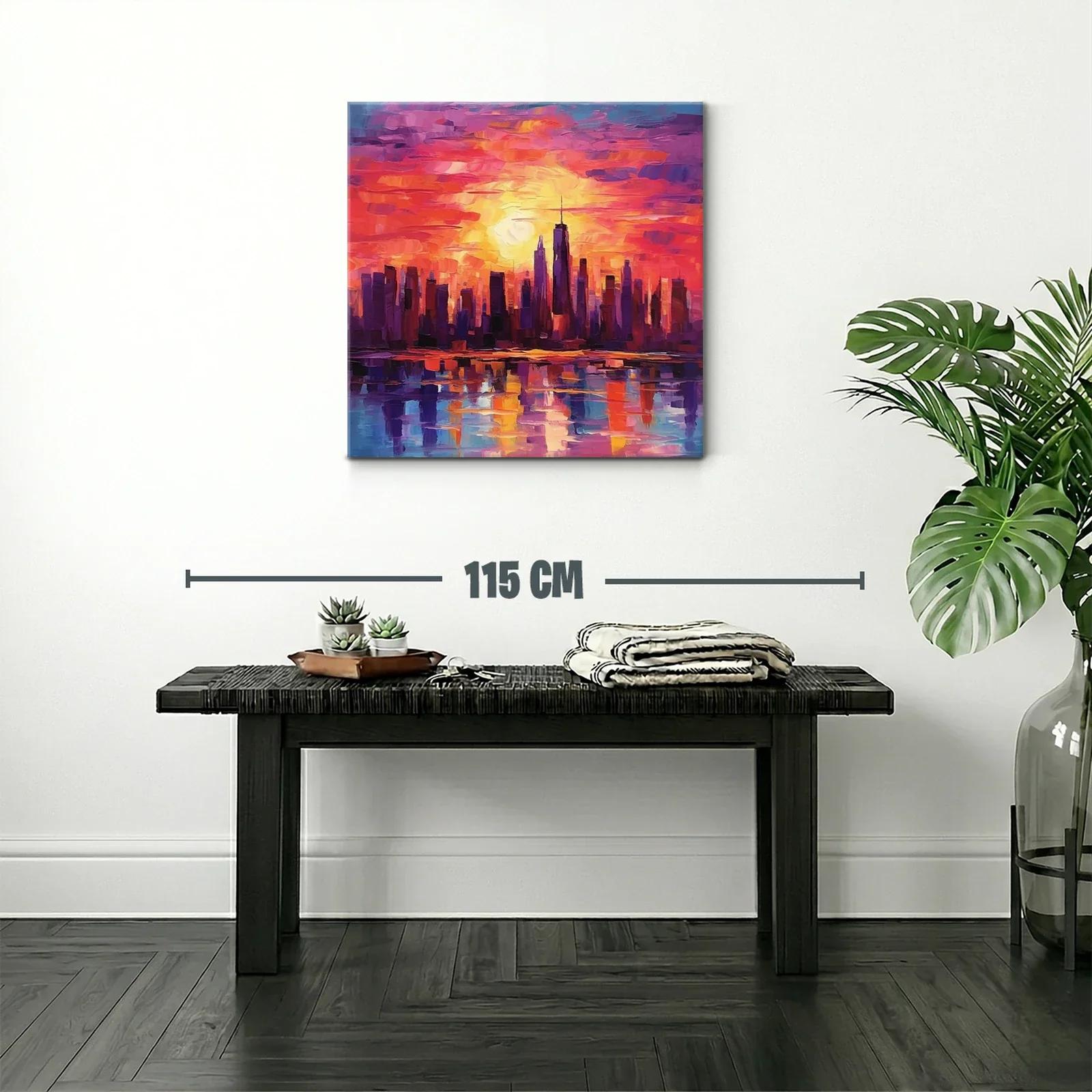 Atardecer vibrante sobre una ciudad moderna y reflejos sorprendentes — miniatura 2