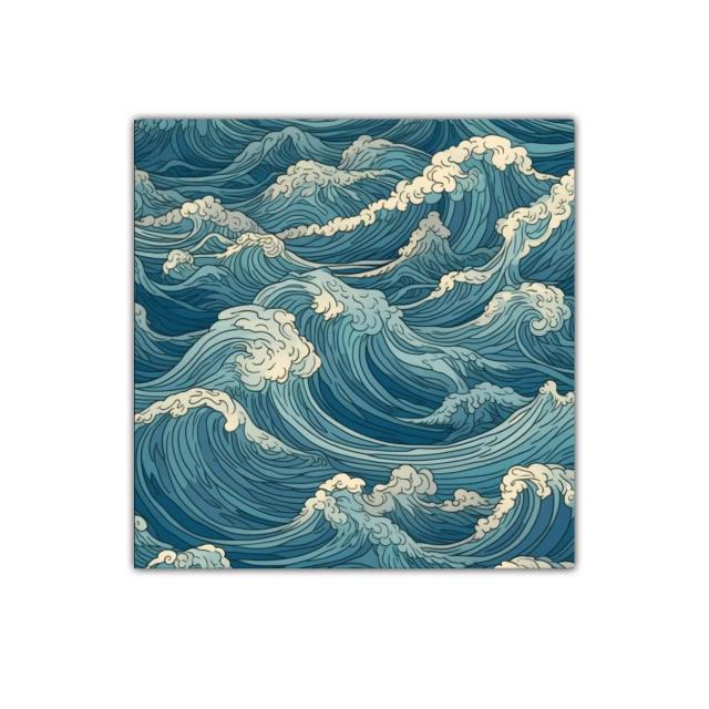 Cuadro de olas marinas en tonos azules y blancos