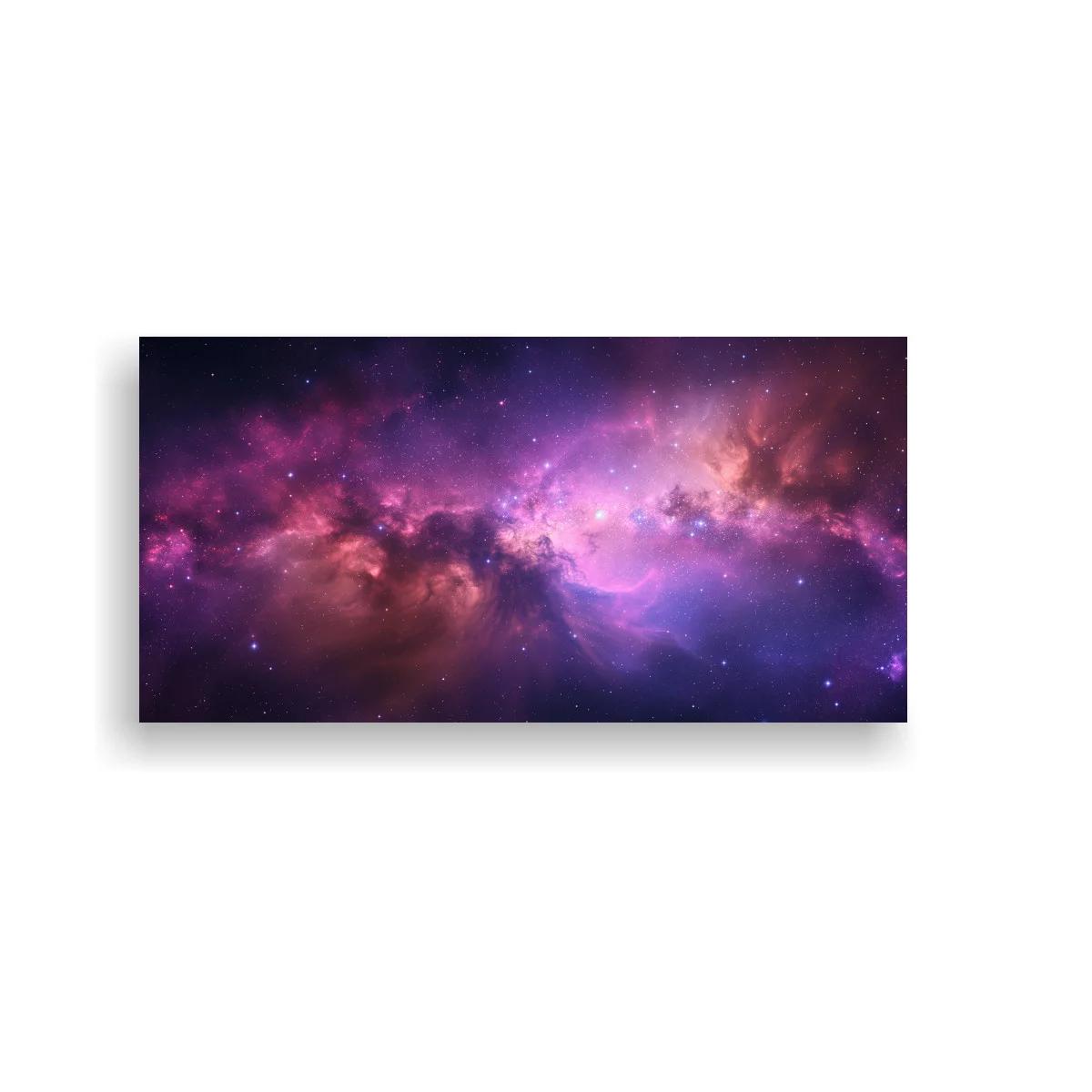 Cuadro nebulosa espacial panorámica en púrpura e índigo