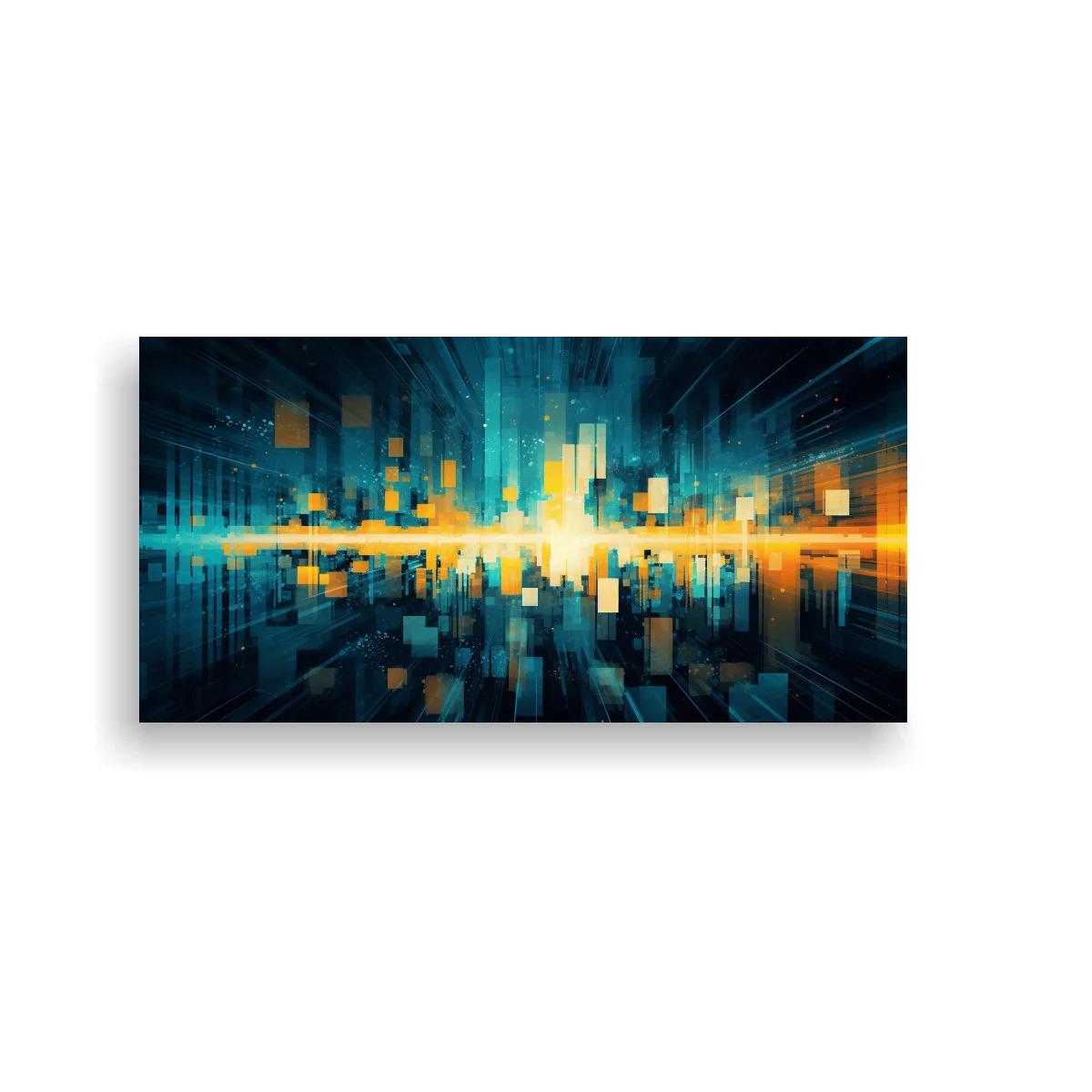 Cuadro paisaje urbano abstracto con profundidad y reflejo especular — imagen principal