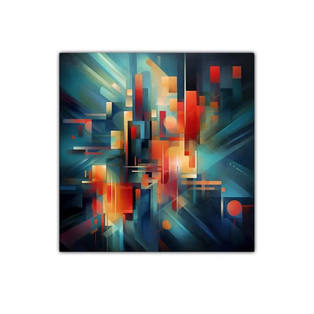 Composición abstracta con luces y formas geométricas vibrantes