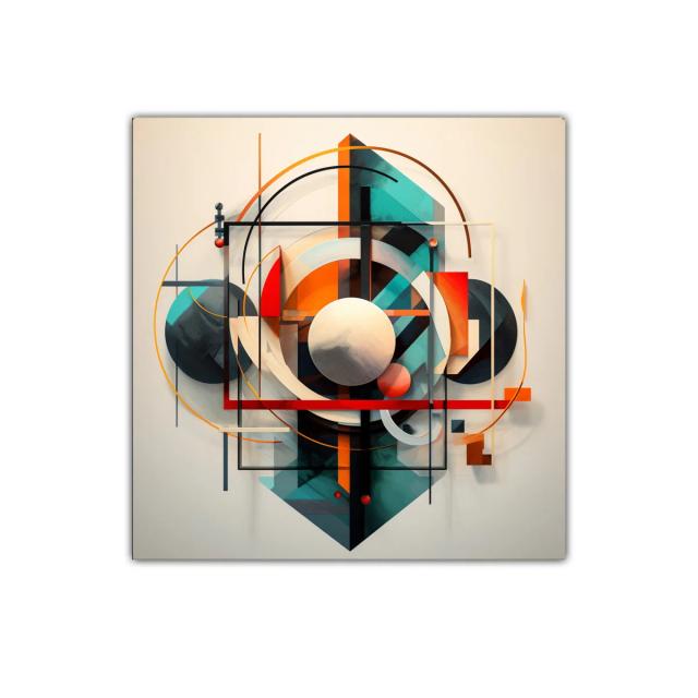 Composición Abstracta Geométrica en Tonos Cálidos y Fríos