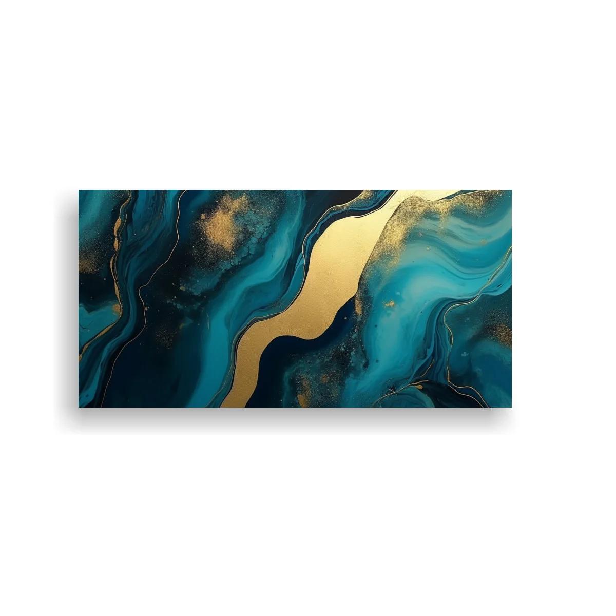Cuadro abstracción fluida tipo mármol con vetas doradas — imagen principal