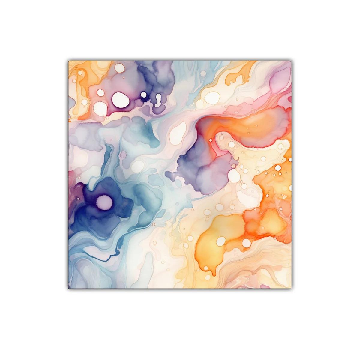 Cuadro decorativo abstracto en tonos cálidos y fríos