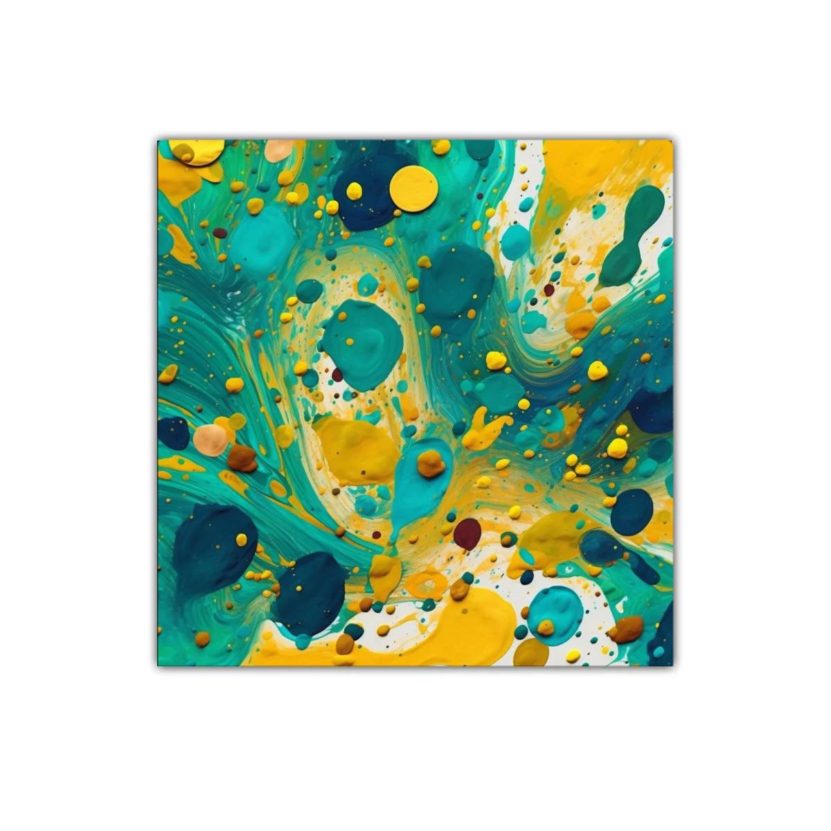 Composición abstracta en tonos turquesa y amarillo vibrante — imagen principal