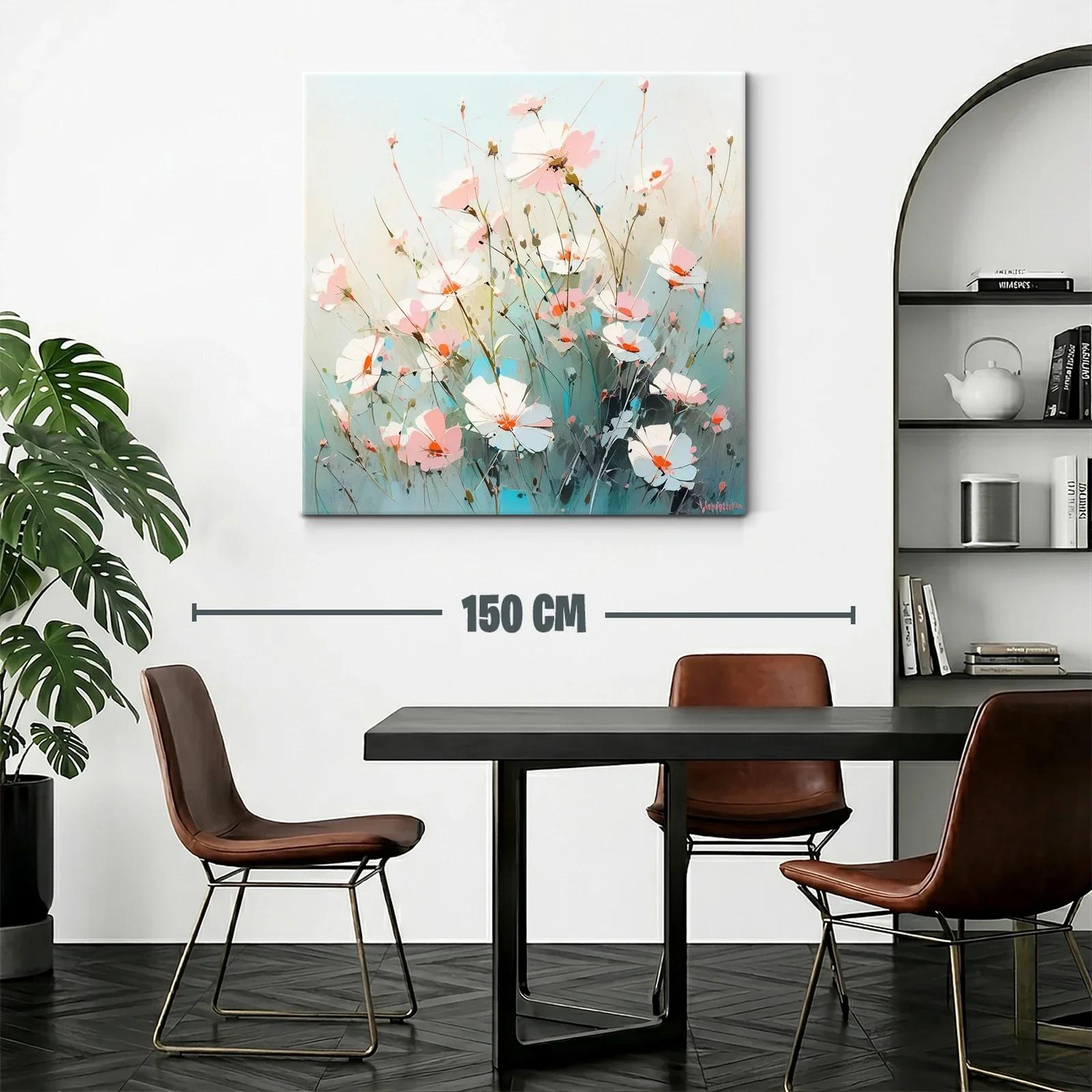 Cuadro con flores delicadas en tonos pastel y azul — miniatura 2