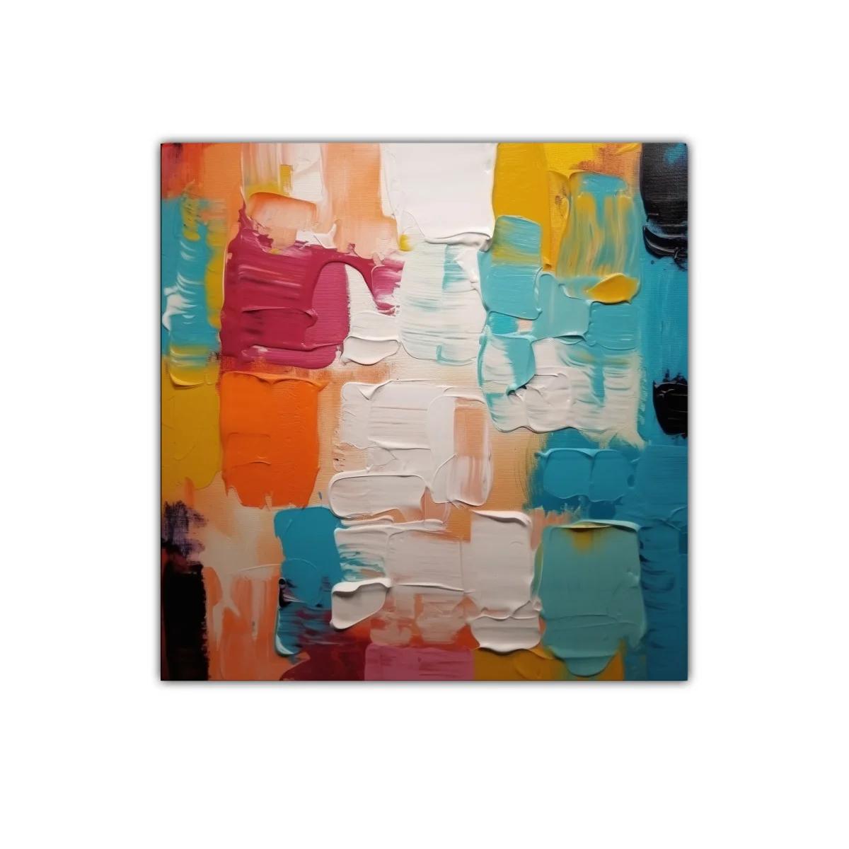 Cuadro abstracto con bloques de color vivos y texturas gruesas