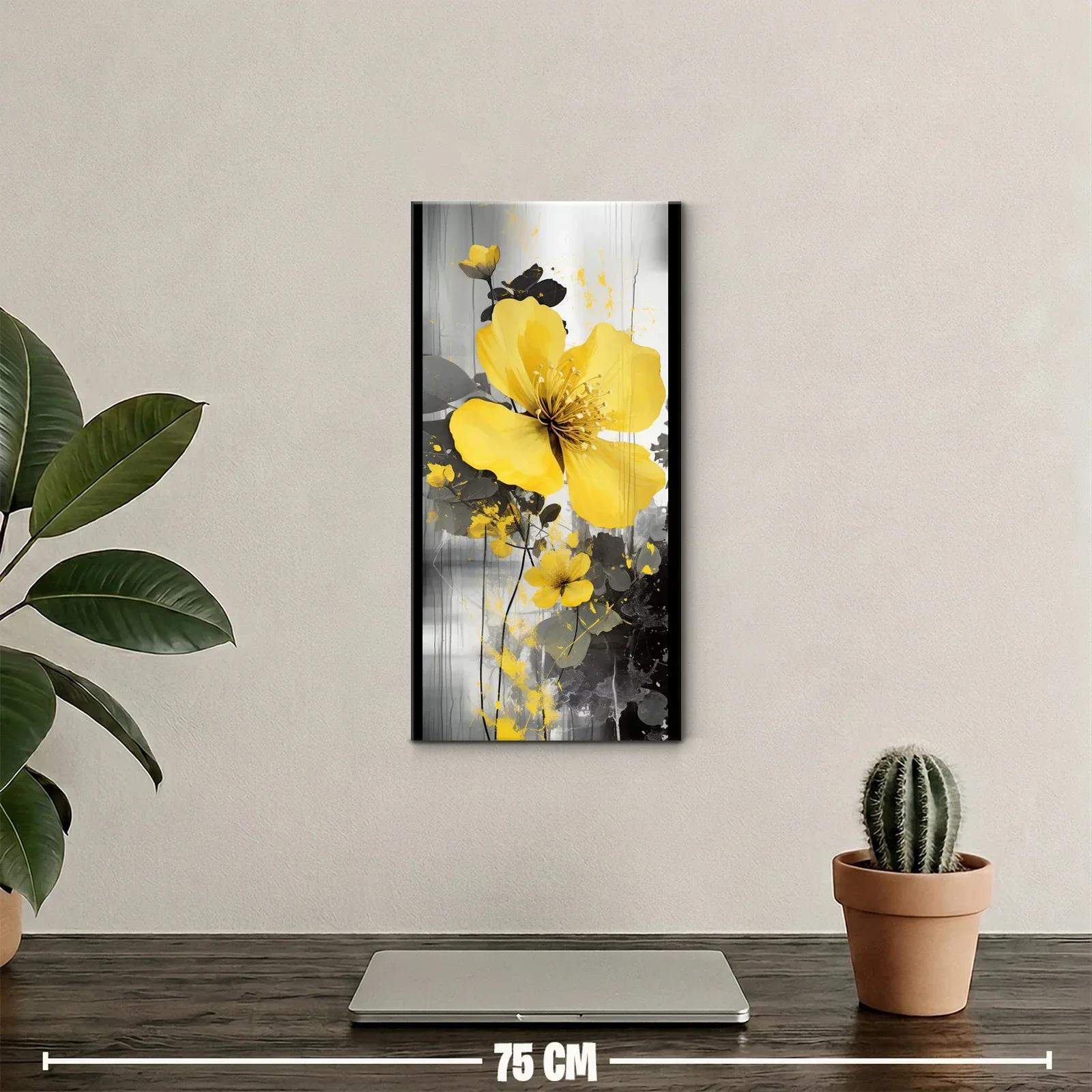Cuadro flor amarilla tipo amapola con contraste expresivo — miniatura 2