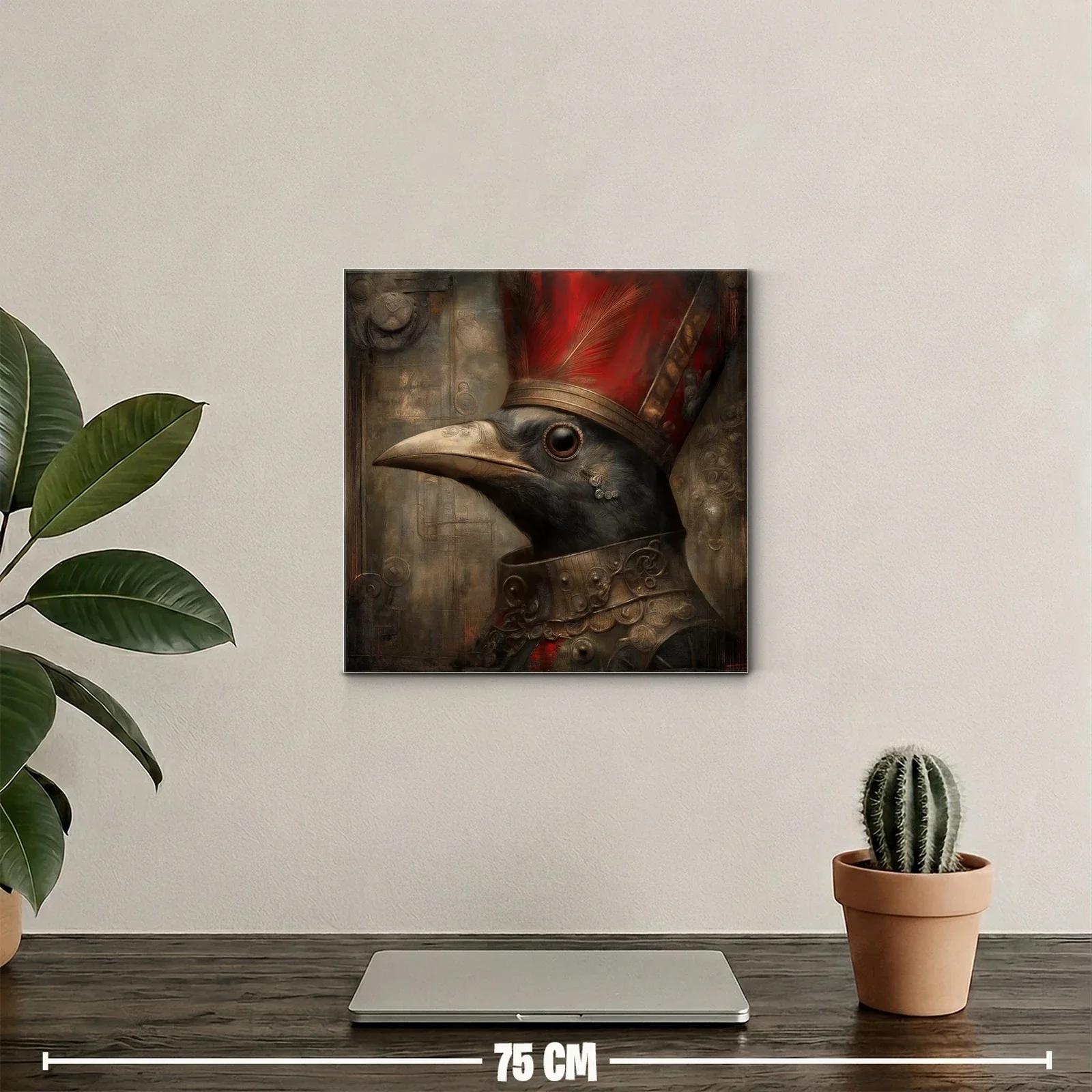 Retrato de ave con tocado y armadura en tonos cálidos — miniatura 2