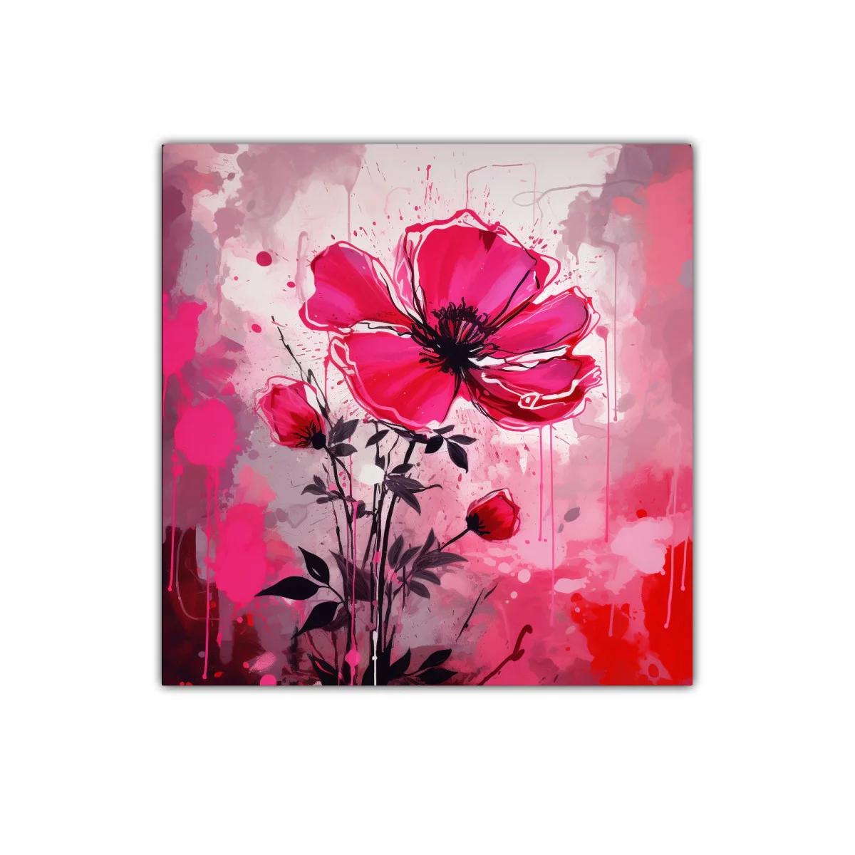 Cuadro floral vibrante con grandes pétalos rosas — imagen principal