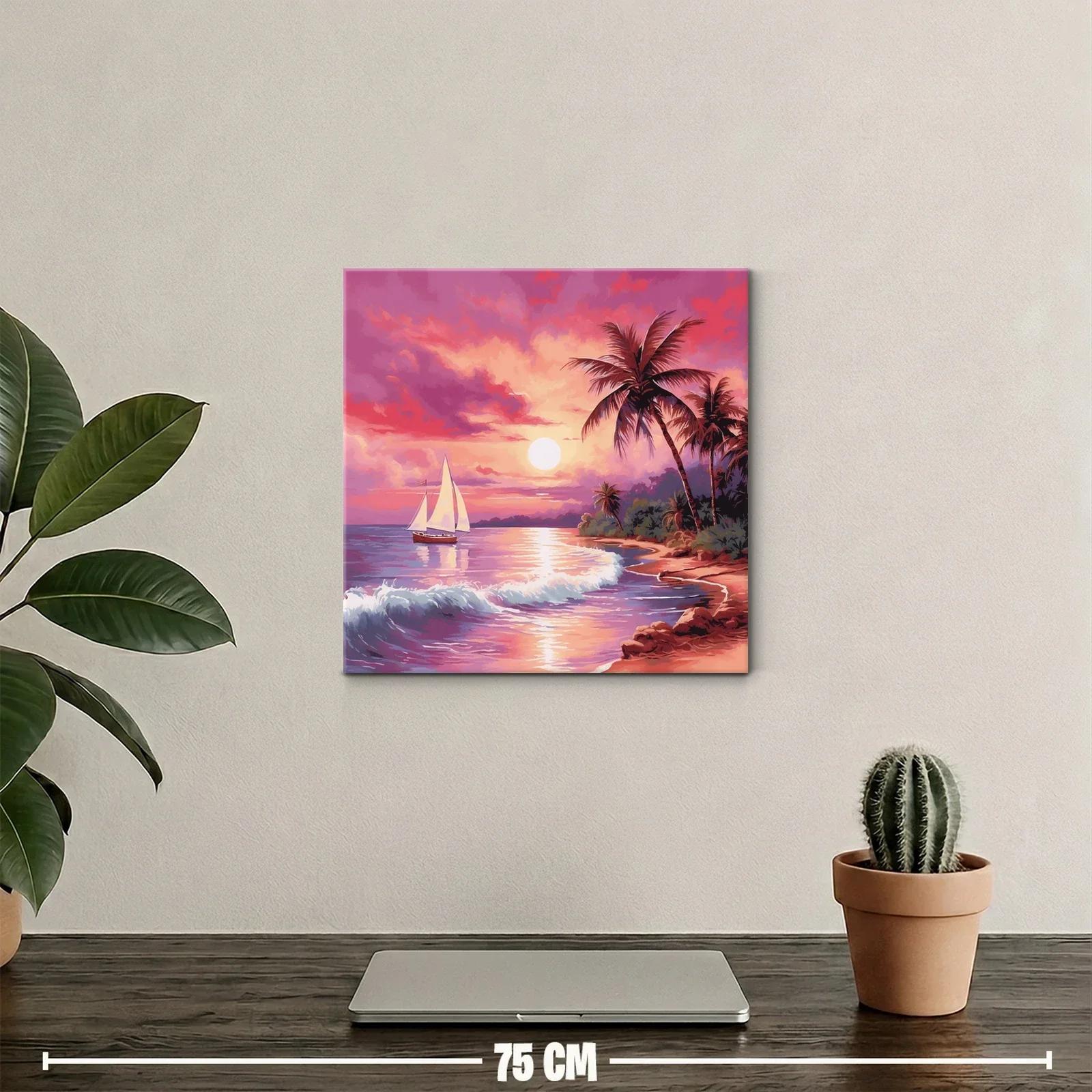 Atardecer tropical con velero en cielo vibrante — miniatura 2