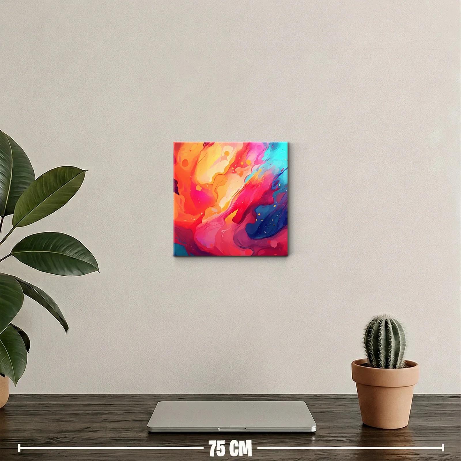 Cuadro abstracto con explosión de colores vibrantes — miniatura 2