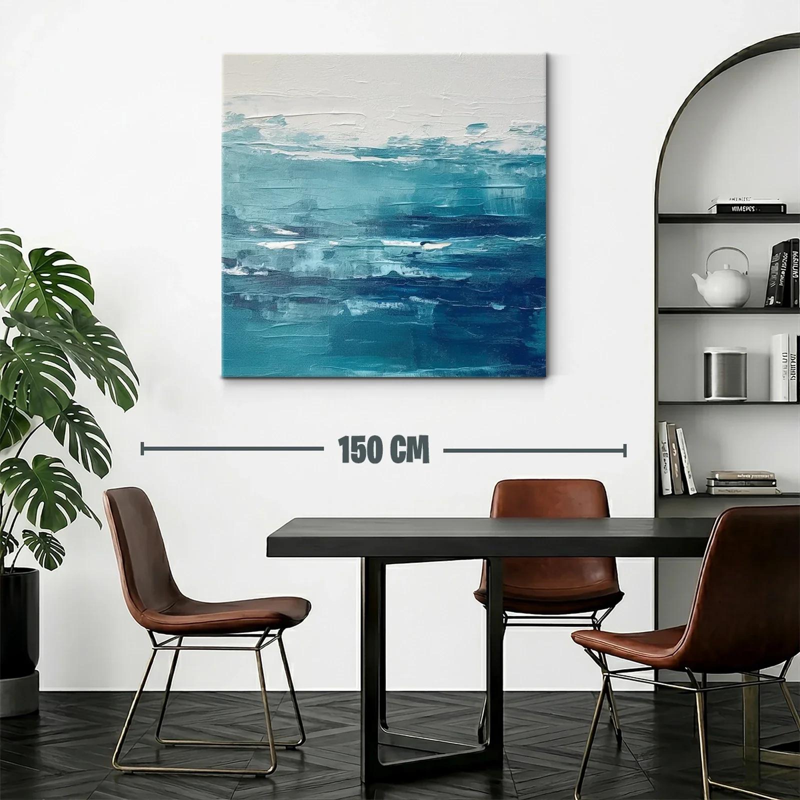 Cuadro abstracto con tonos azules para ambiente sereno — miniatura 2