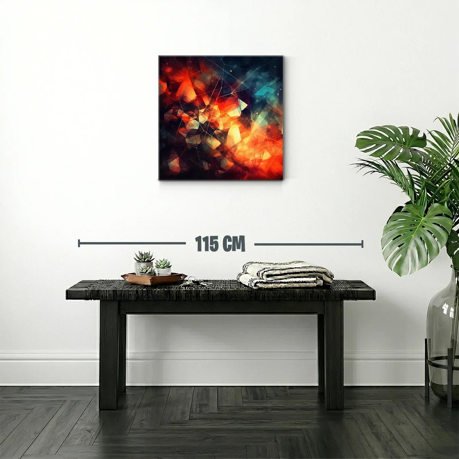 Composición abstracta vibrante con tonos fuego y azul — miniatura 2