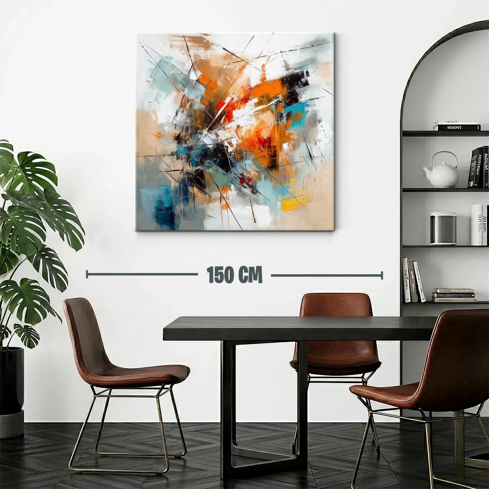 Cuadro abstracto con tonos cálidos y frios vibrantes — miniatura 2