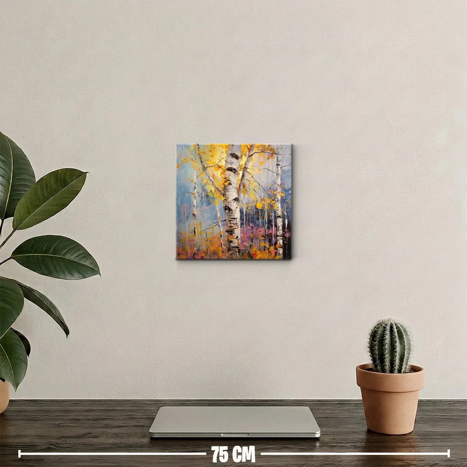 Bosque de abedules con luz otoñal y colores vibrantes — miniatura 2