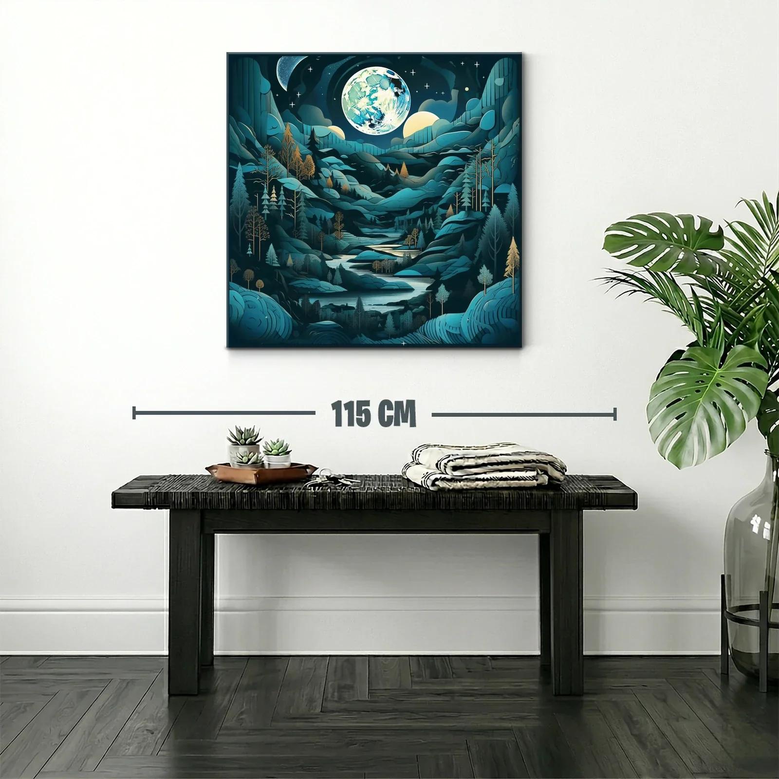 Paisaje nocturno con efecto de luna llena brillante — miniatura 2
