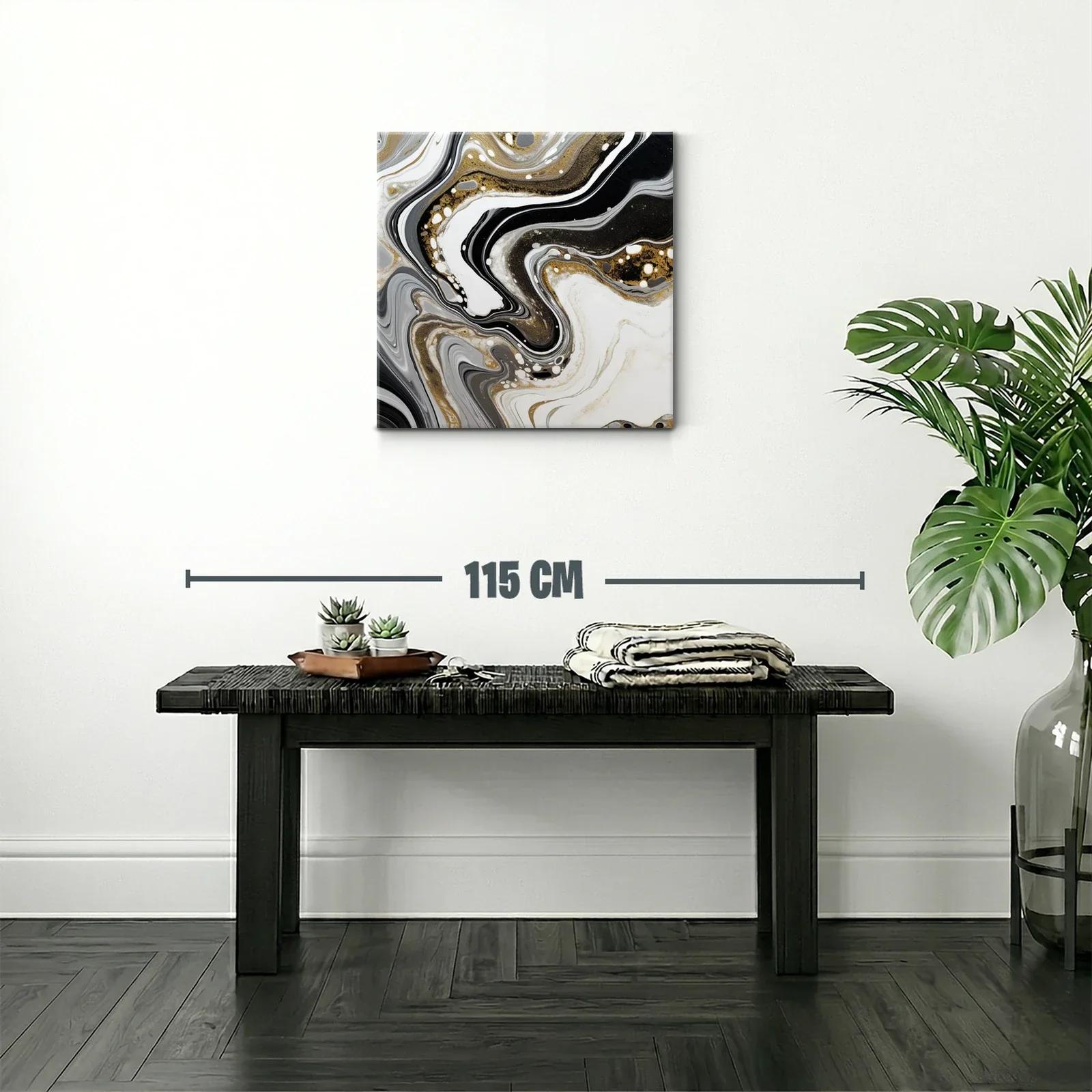 Abstracción en tonos negro blanco y dorado elegante y moderna — miniatura 2