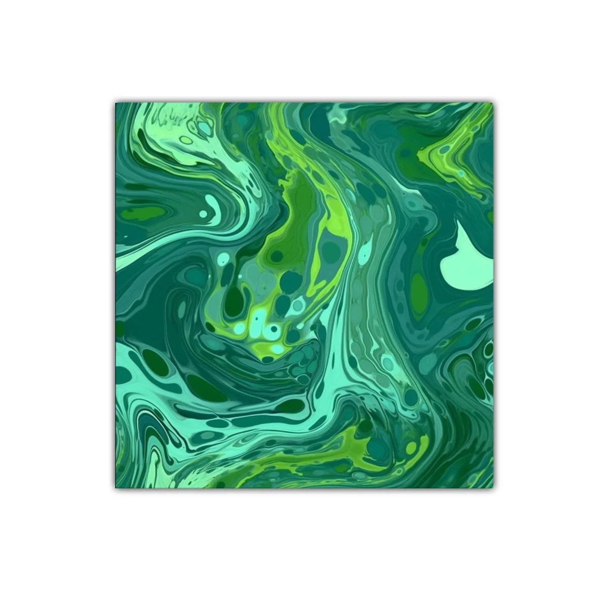 Cuadro decorativo con diseño abstracto en tonos verdes dinámicos — imagen principal