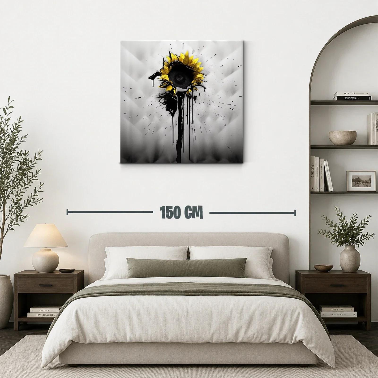 Girasol moderno con toque de tinta negra expresiva — miniatura 3