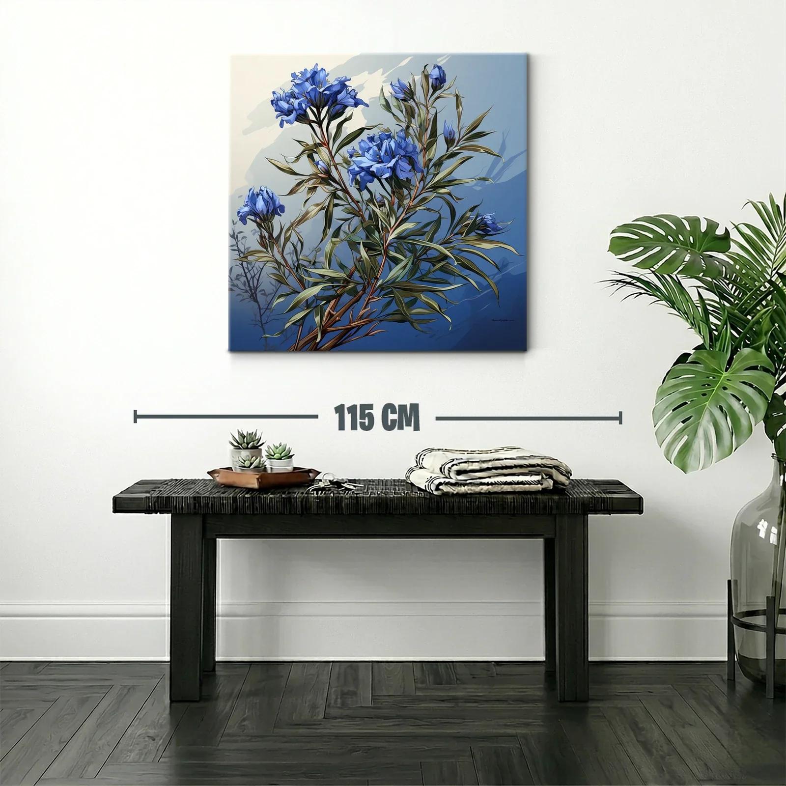 Ramas con flores azules sobre fondo degradado — miniatura 2