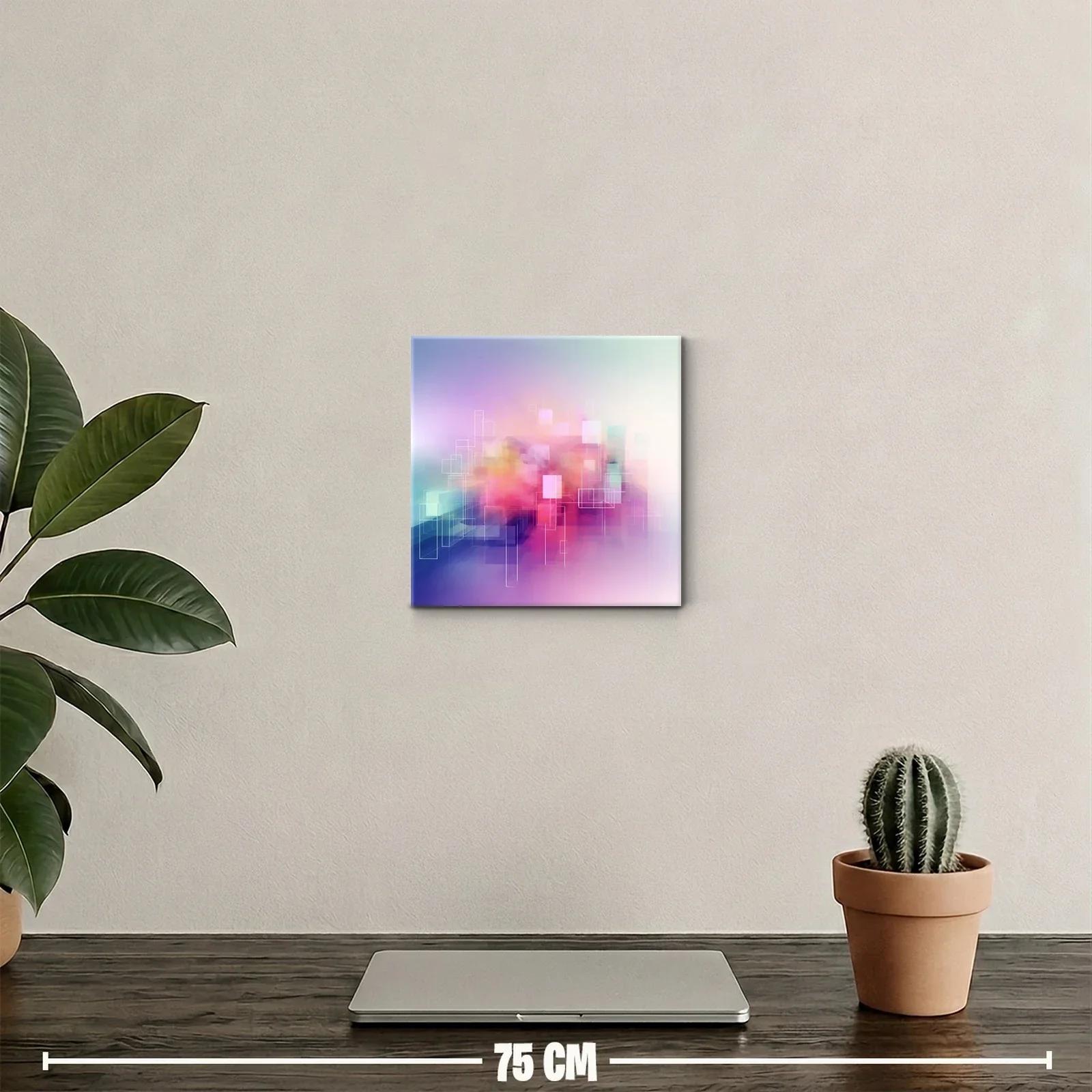 Composición abstracta con tonos pastel y líneas geométricas delicadas — miniatura 2