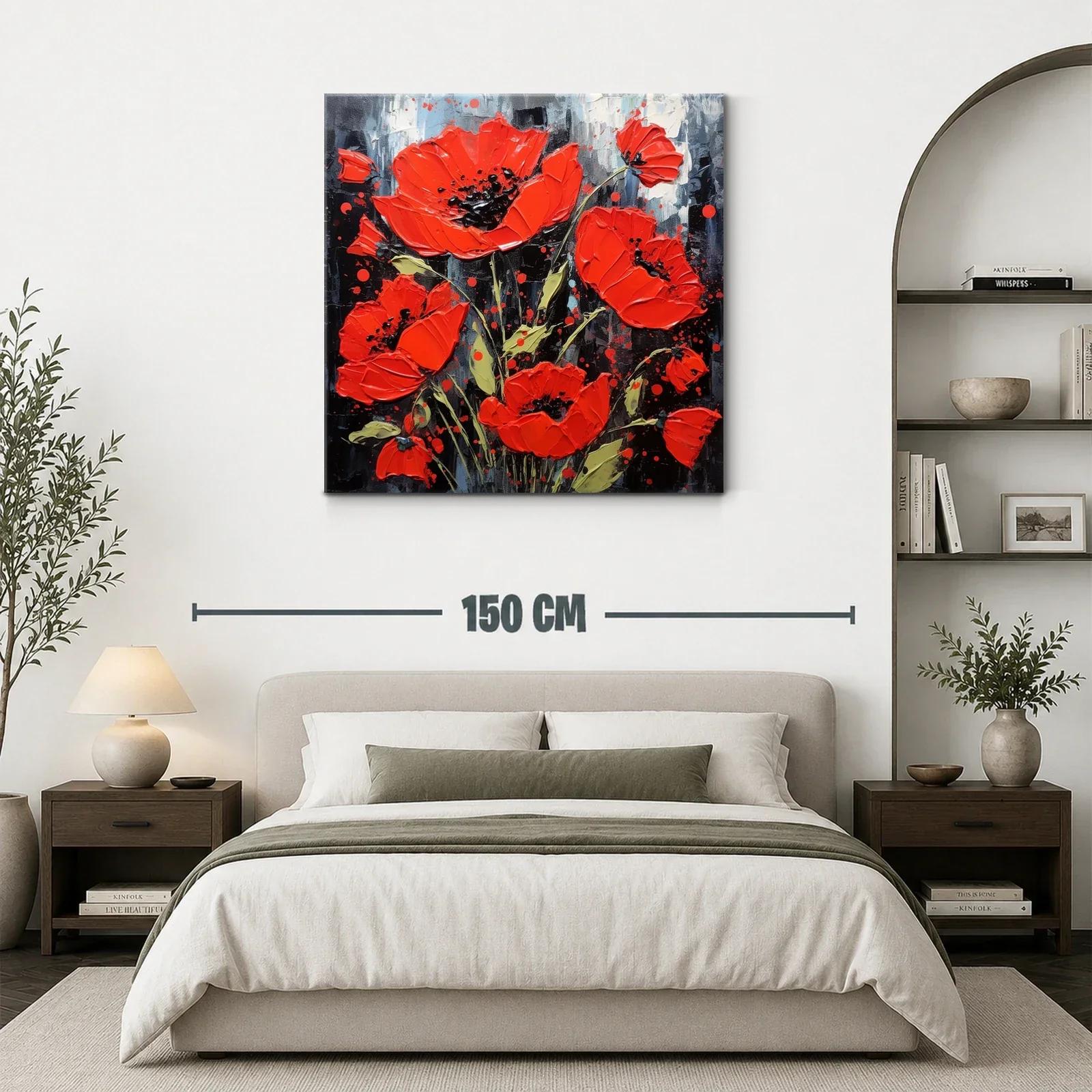 Flores rojas vibrantes sobre fondo oscuro y contrastante — miniatura 3