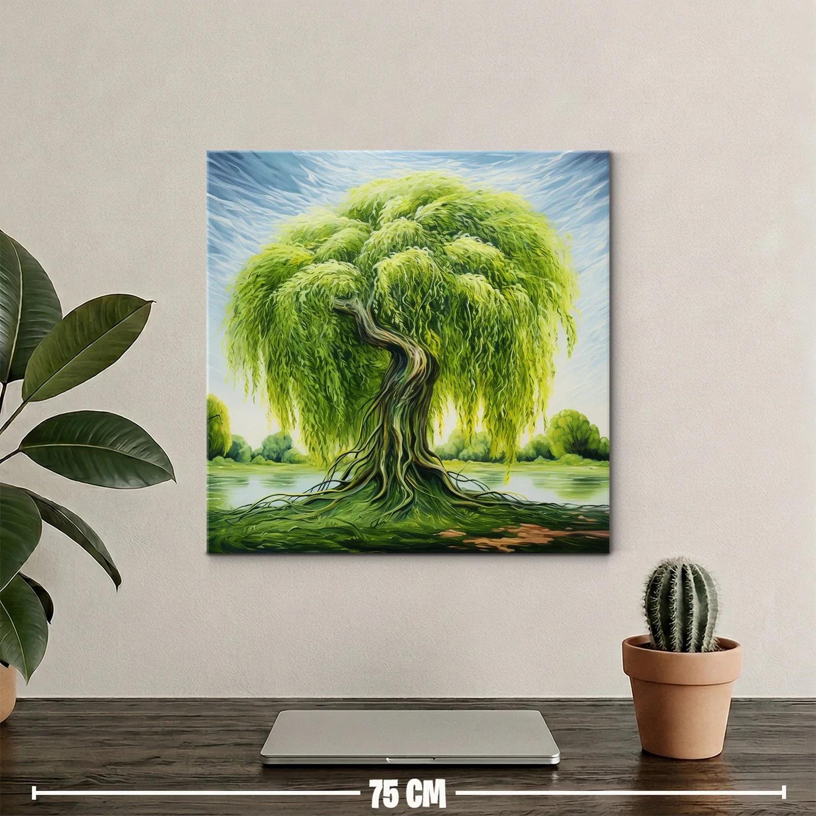 Esplendoroso árbol de sauce junto al agua en paisaje sereno — miniatura 2