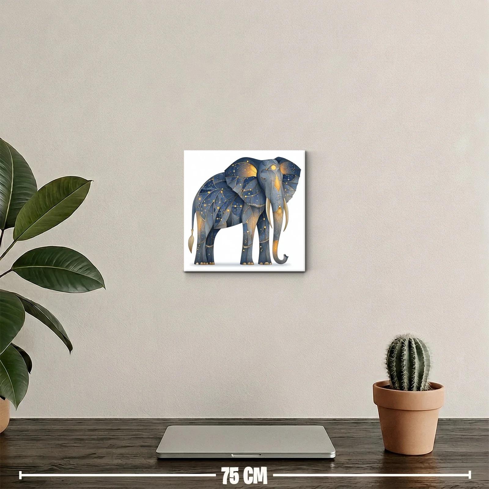 Elefante místico con constelaciones doradas y azul noche — miniatura 2
