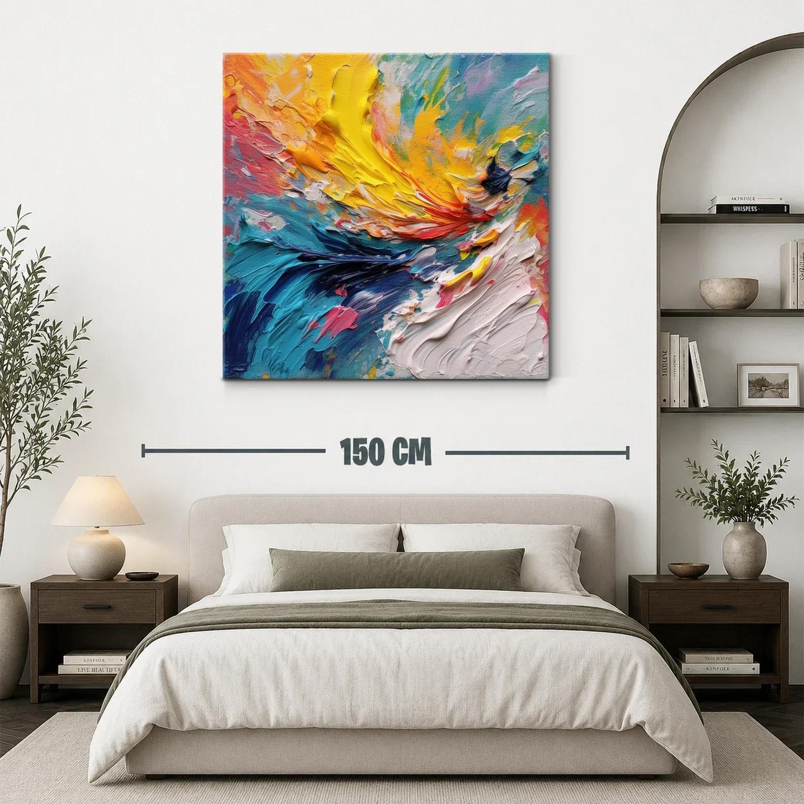 Cuadro abstracto en vibrantes tonos amarillo y azul — miniatura 3