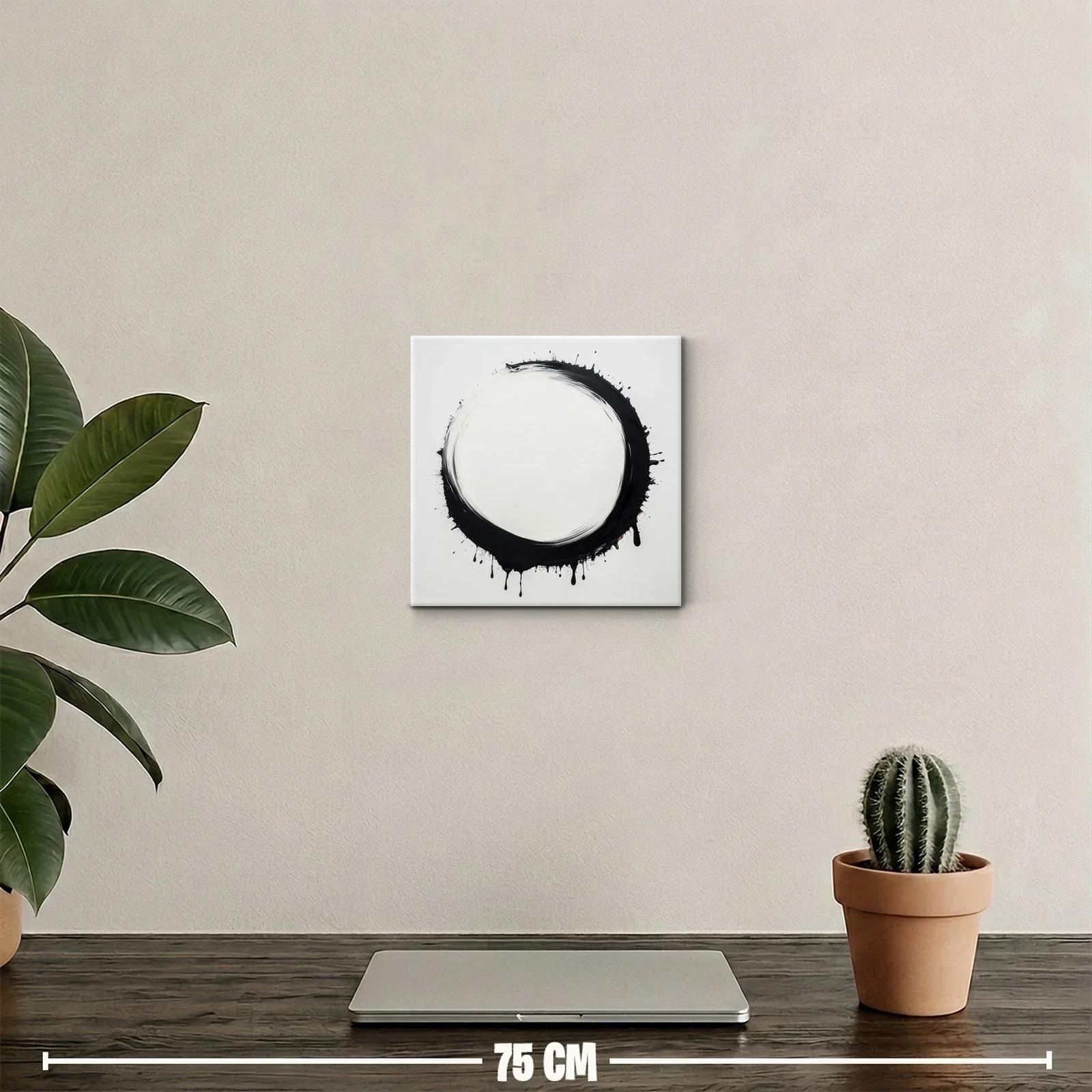 Círculo negro abstracto con efecto de goteo en fondo blanco — miniatura 2