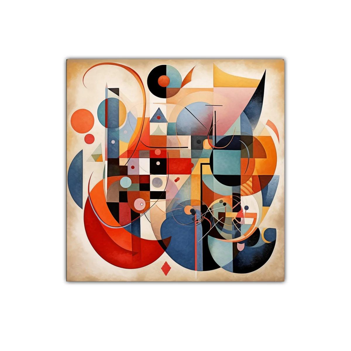 Composición abstracta con formas geométricas y colores cálidos