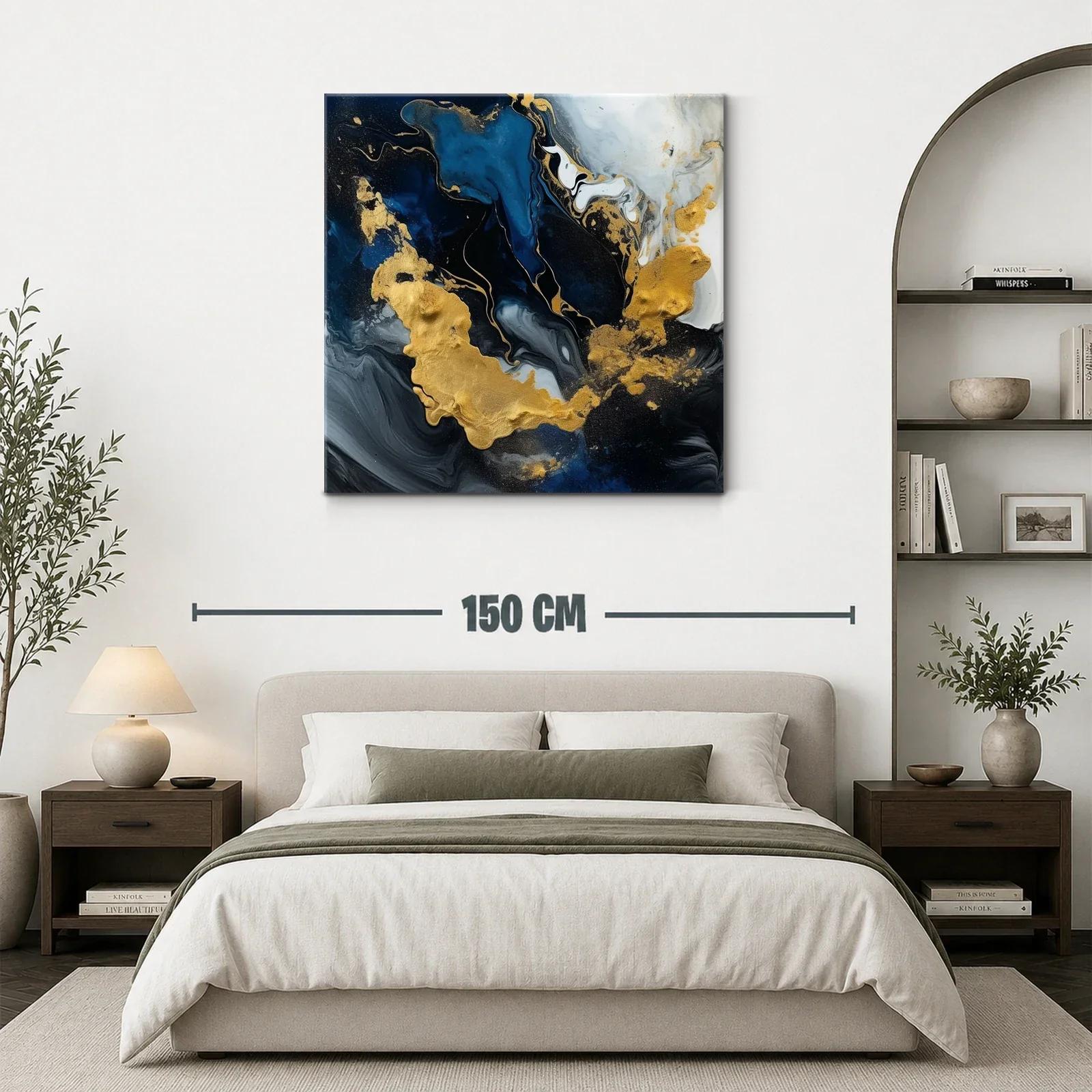 Composición abstracta en tonos azul y dorado brillante — miniatura 3