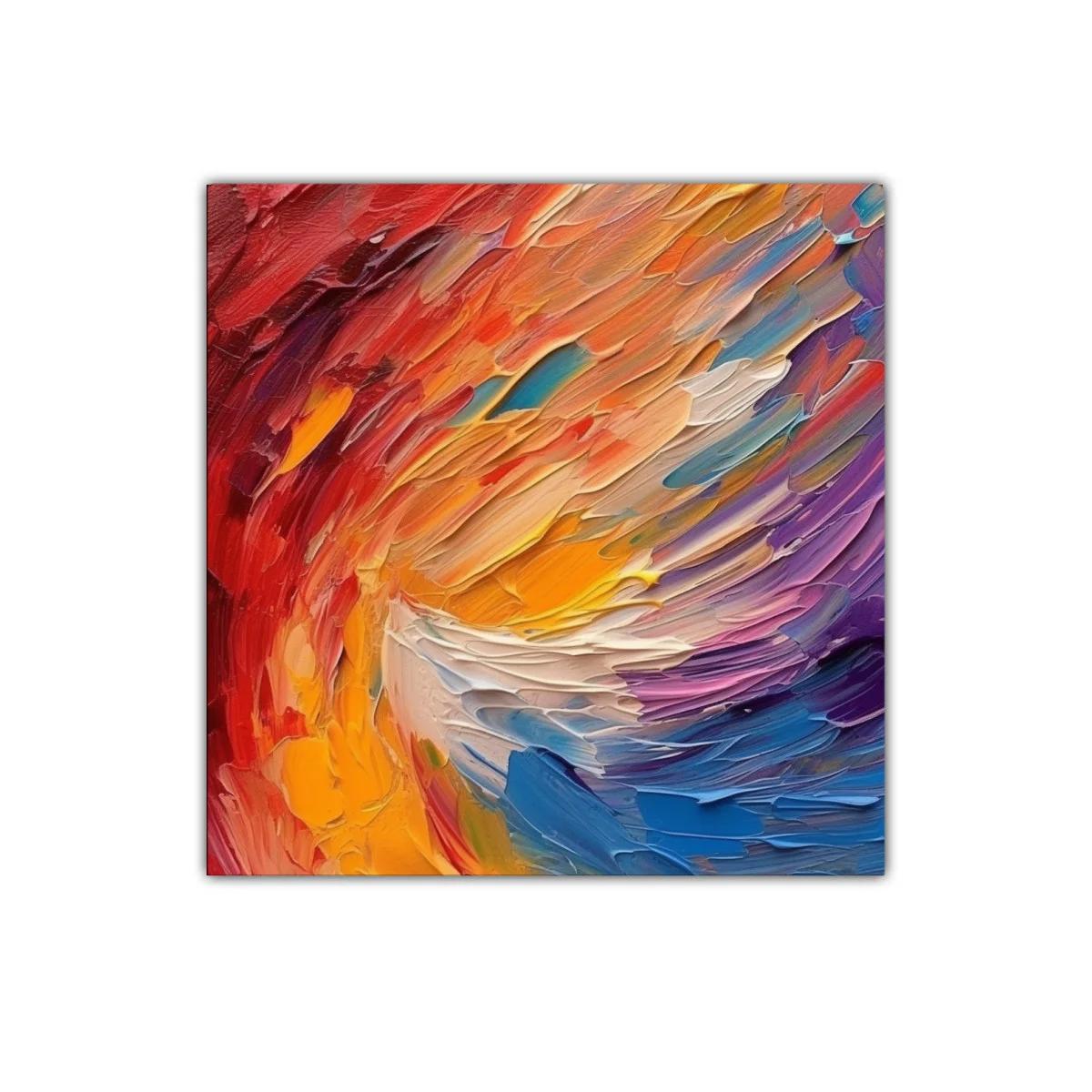 Cuadro abstracto enérgico con vibrantes tonos cálidos y fríos — miniatura 1