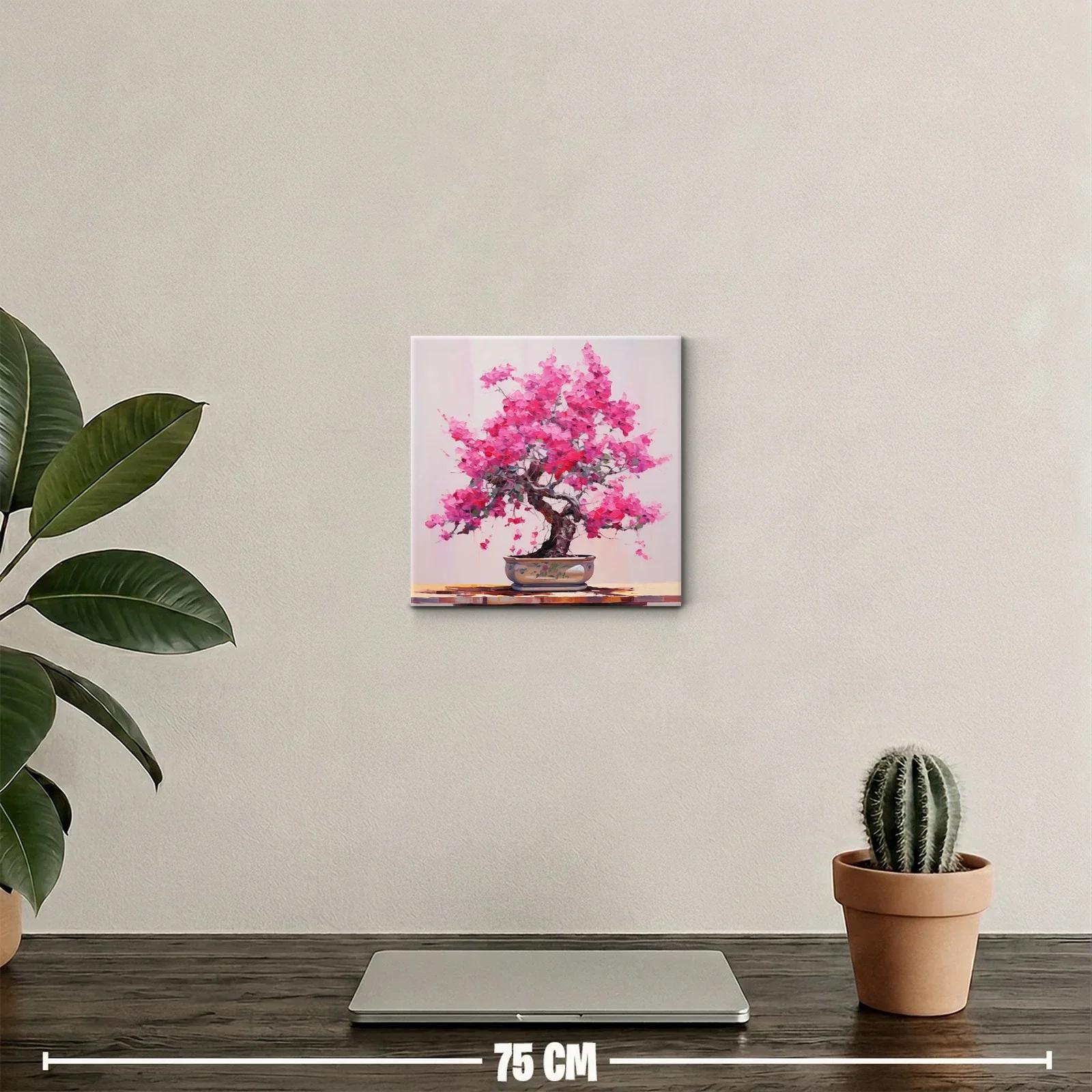 Cuadro con árbol de flores rosas en maceta elegante — miniatura 2
