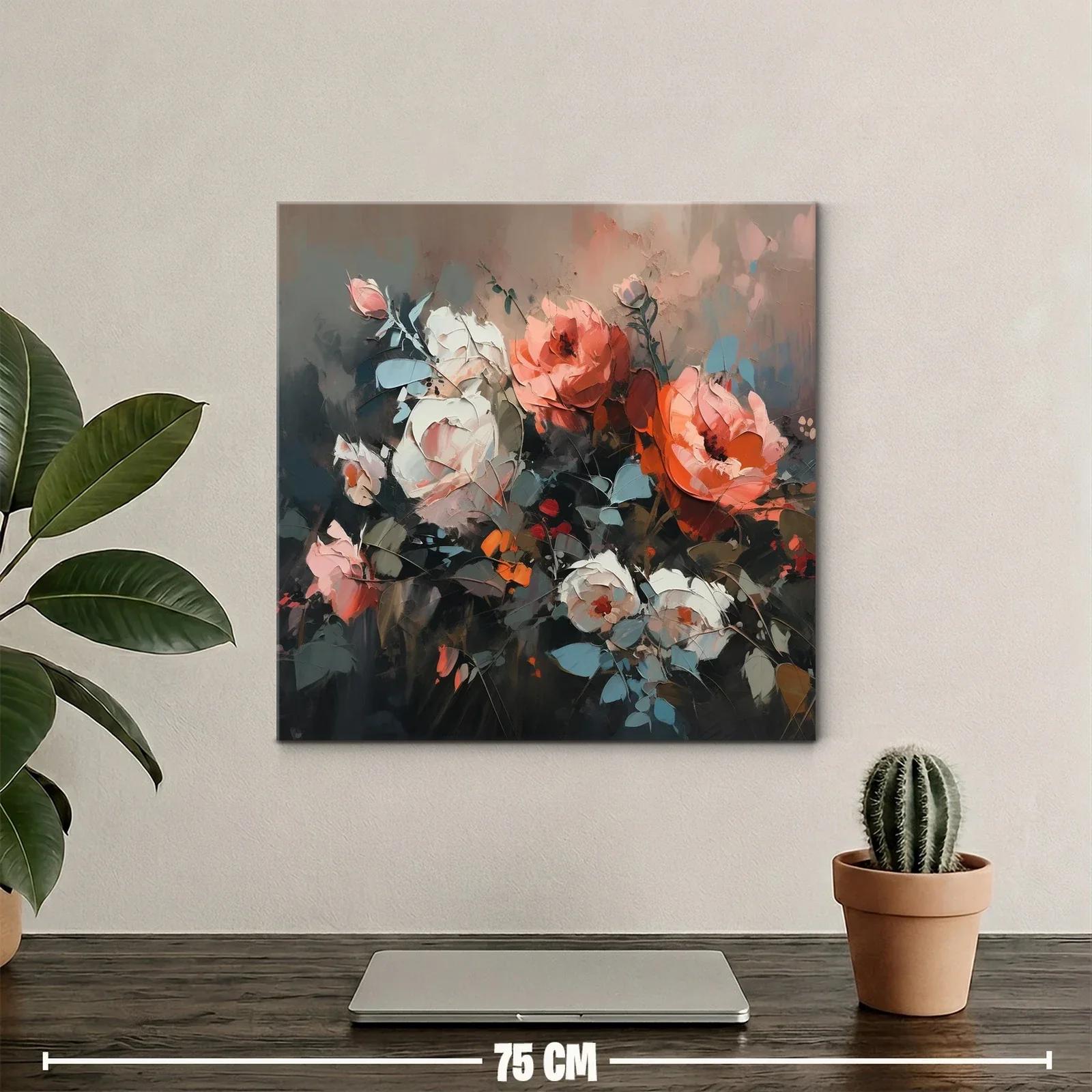 Cuadro floral con tonos cálidos y contraste elegante — miniatura 2