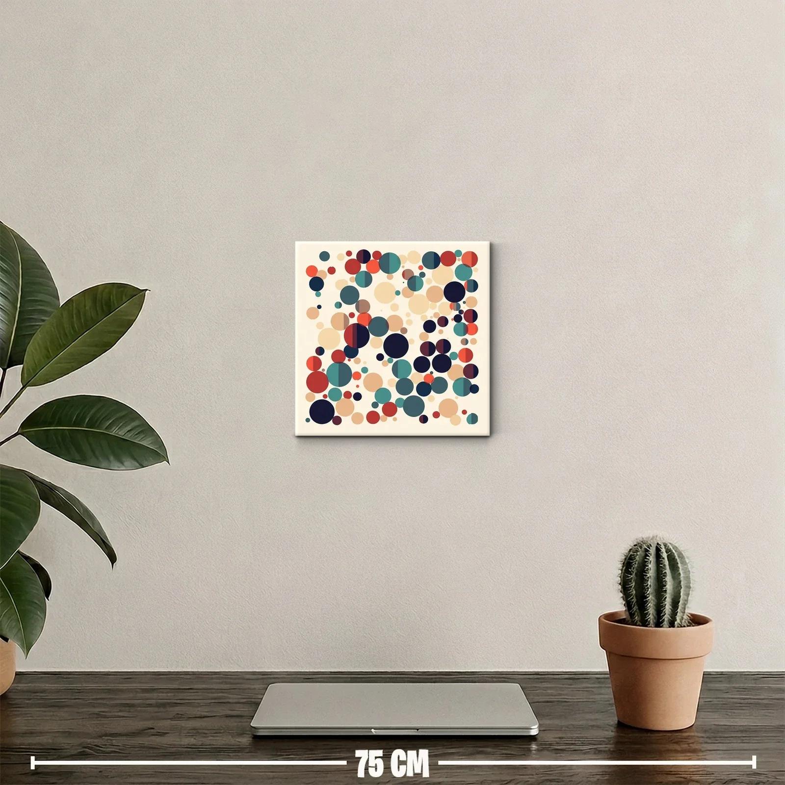 Cuadro decorativo abstracto círculos en tonos cálidos y azules — miniatura 2