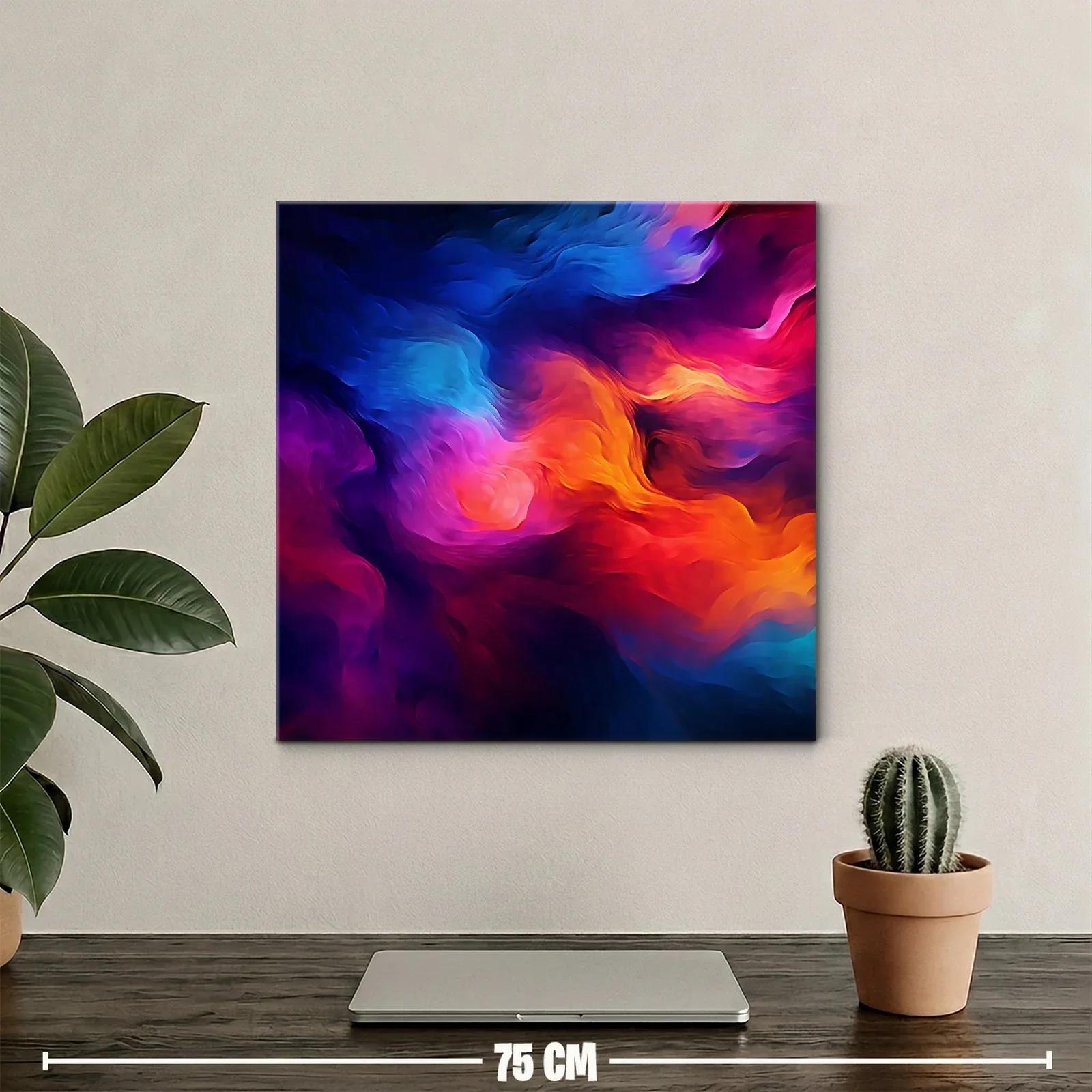 Cuadro abstracto con vibrantes tonos cálidos y fríos en movimiento — miniatura 2