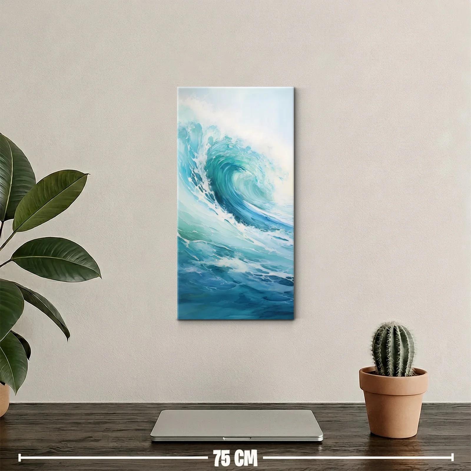 Cuadro gran ola del mar curvada con espuma blanca — miniatura 2