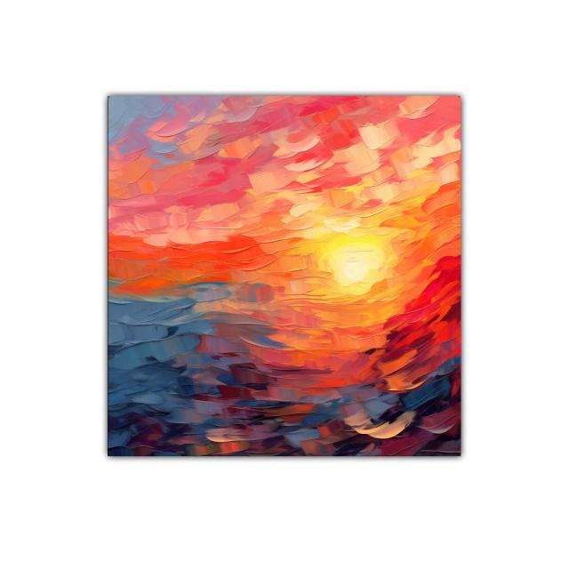 Atardecer vibrante con tonos cálidos y fríos en movimiento