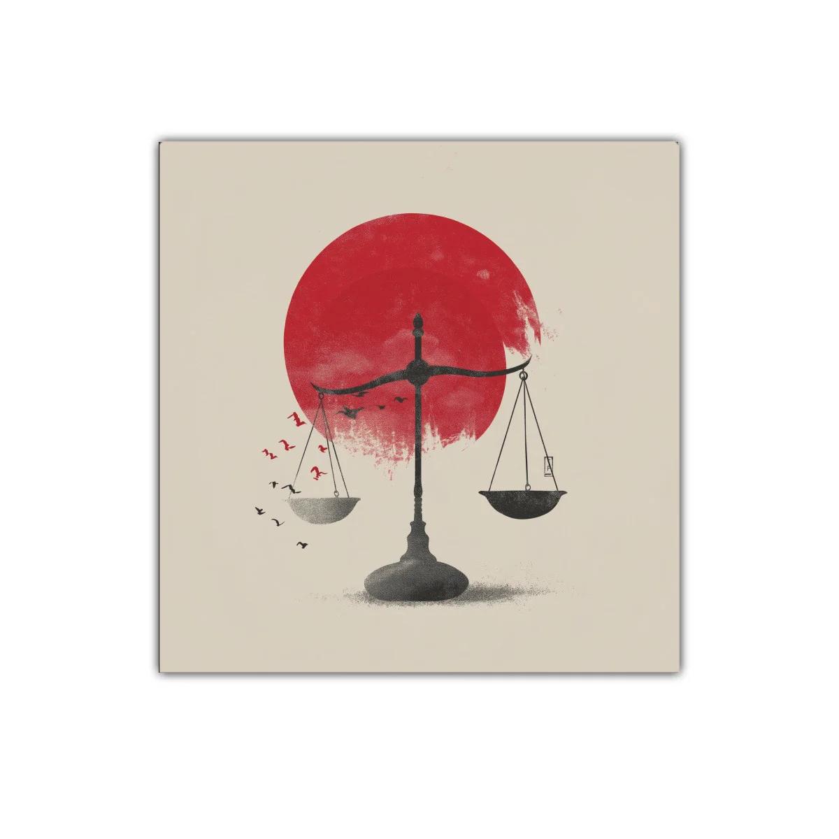 Equilibrio y libertad con contraste en rojo vibrante