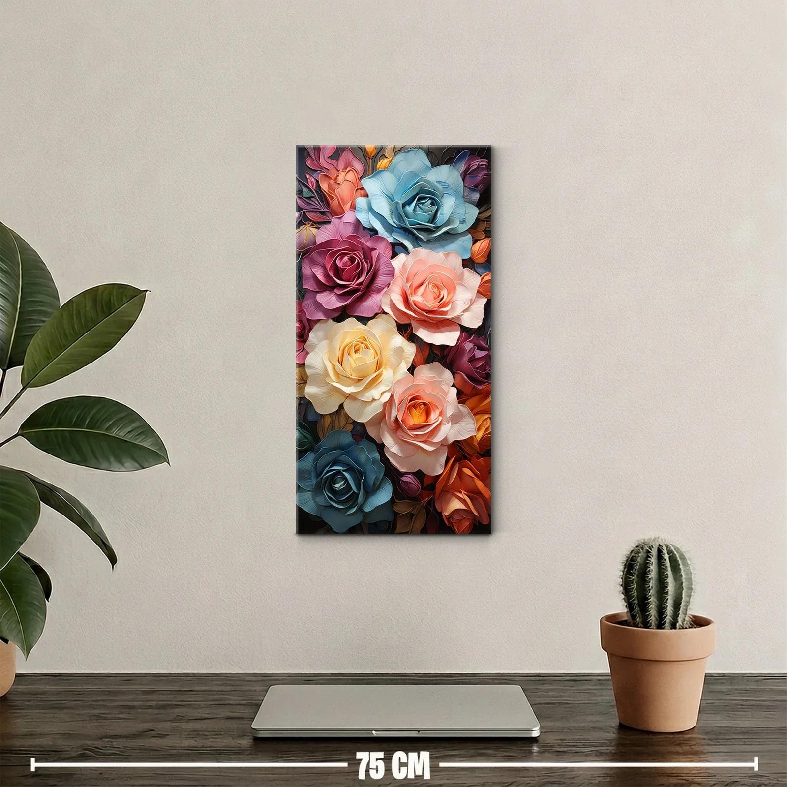 Cuadro ramo de rosas multicolor con sombras profundas — miniatura 2