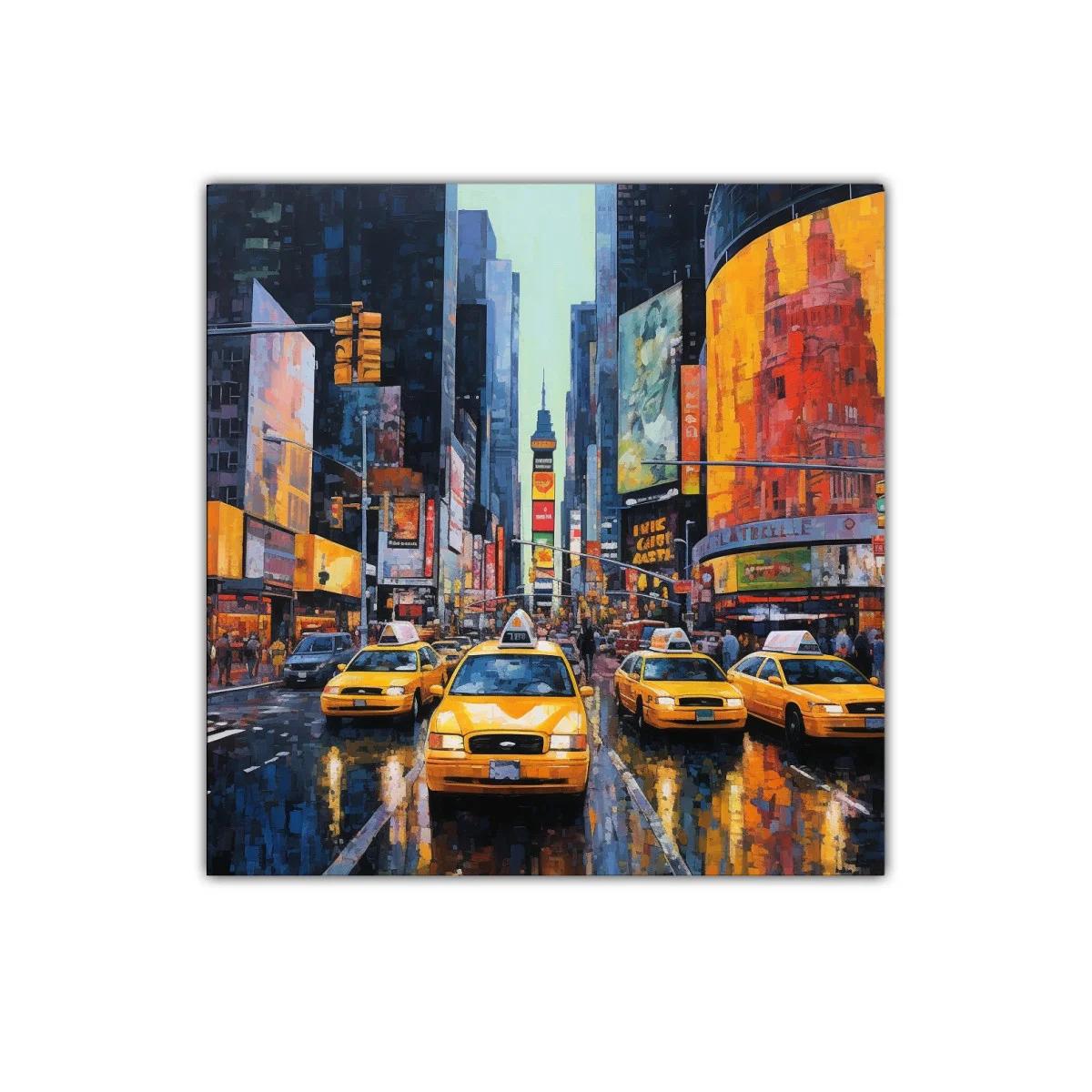 Ajetreo urbano con taxis amarillos en escena nocturna — miniatura 1