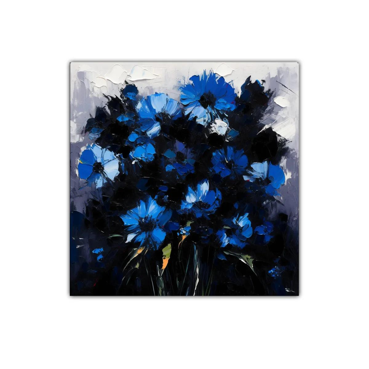 Ramo de flores azules vibrantes sobre fondo oscuro — imagen principal