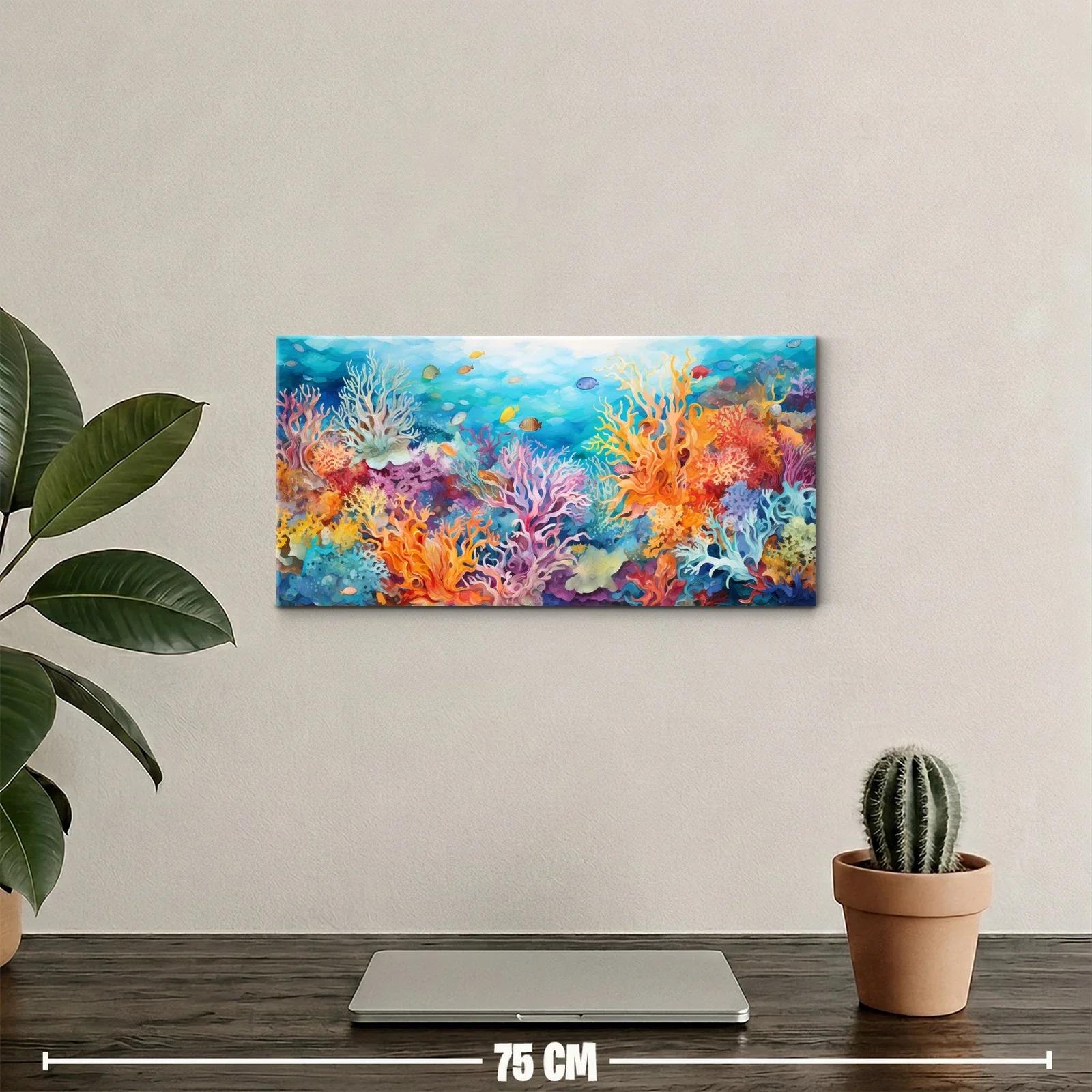 Cuadro arrecife de coral en tonos turquesa y coral — miniatura 2
