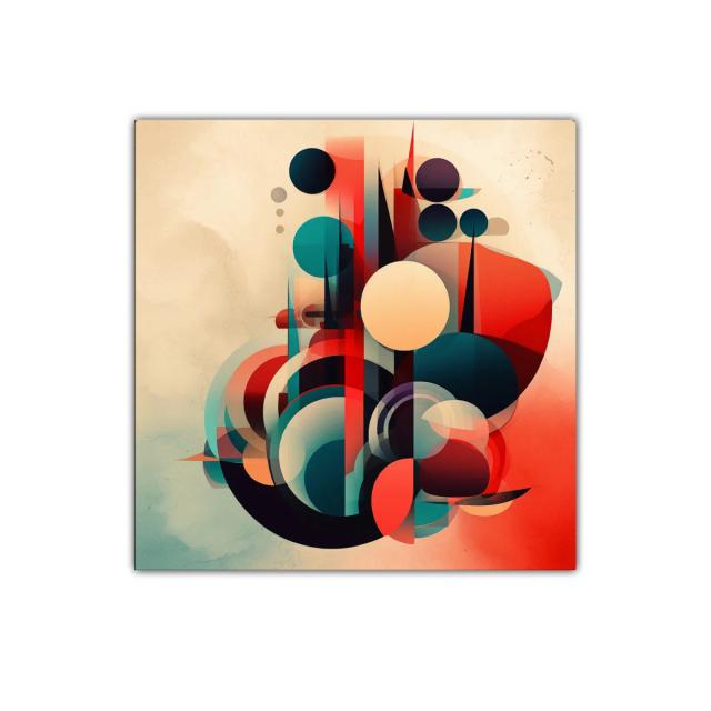 Composición abstracta con formas geométricas y colores vibrantes